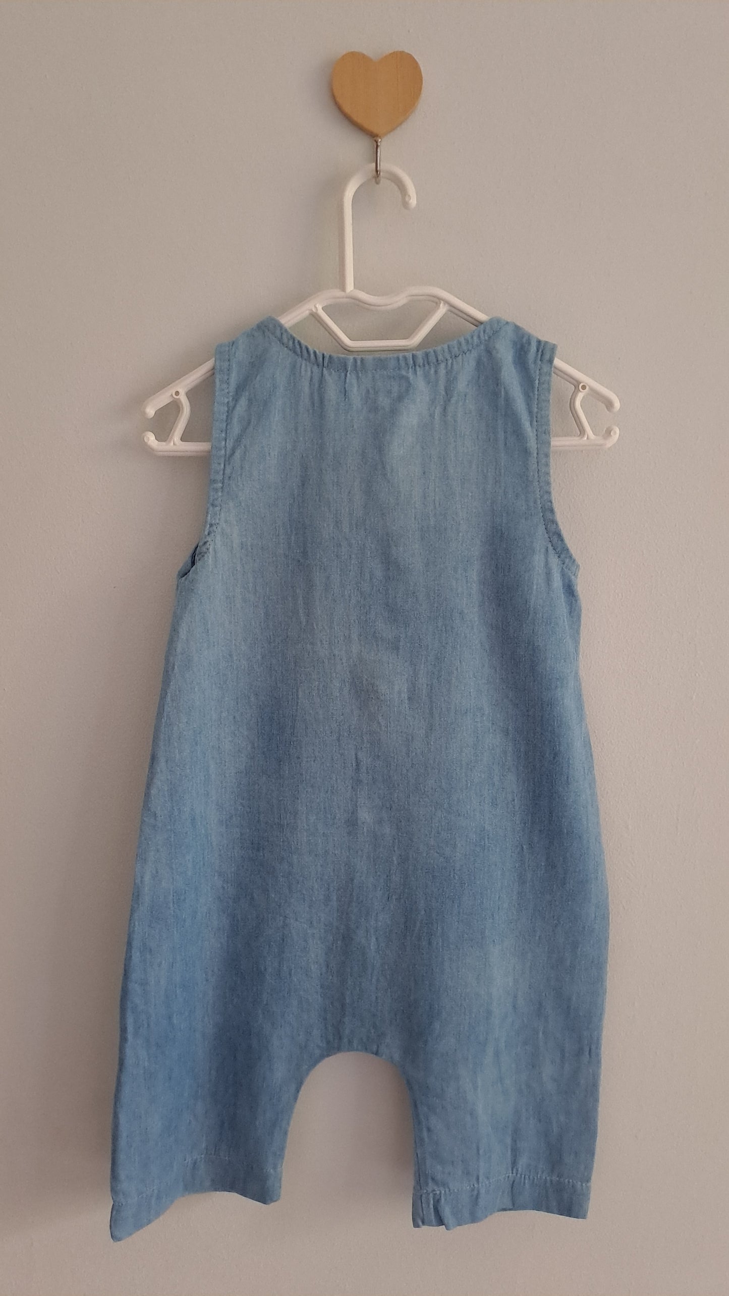 Soft Denim Button Down Romper Home Grown Africa 3-6 Months