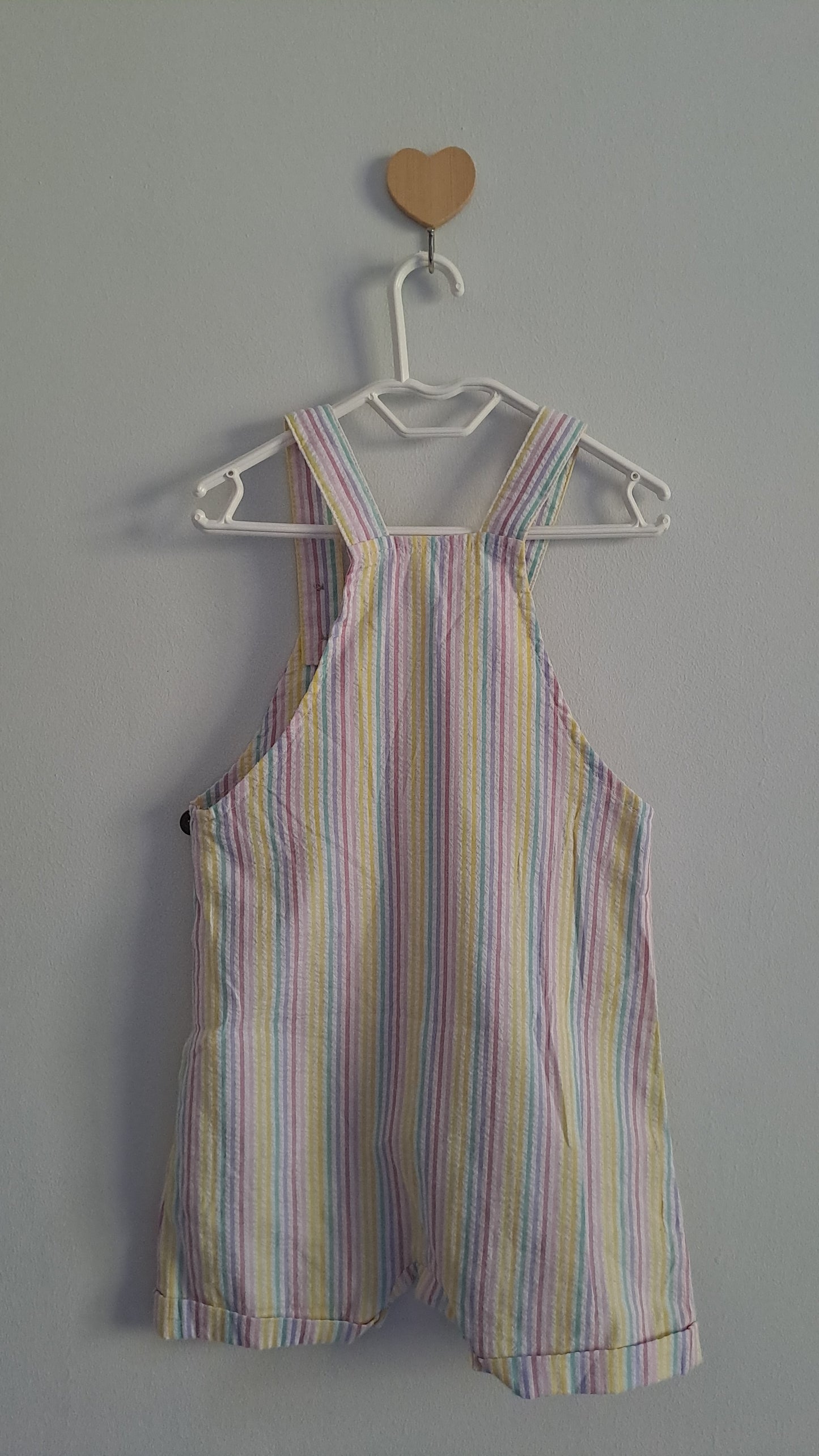 Pastel Candy Stripe Dungarees Mr Price Wooden Buttons 6-12 Months