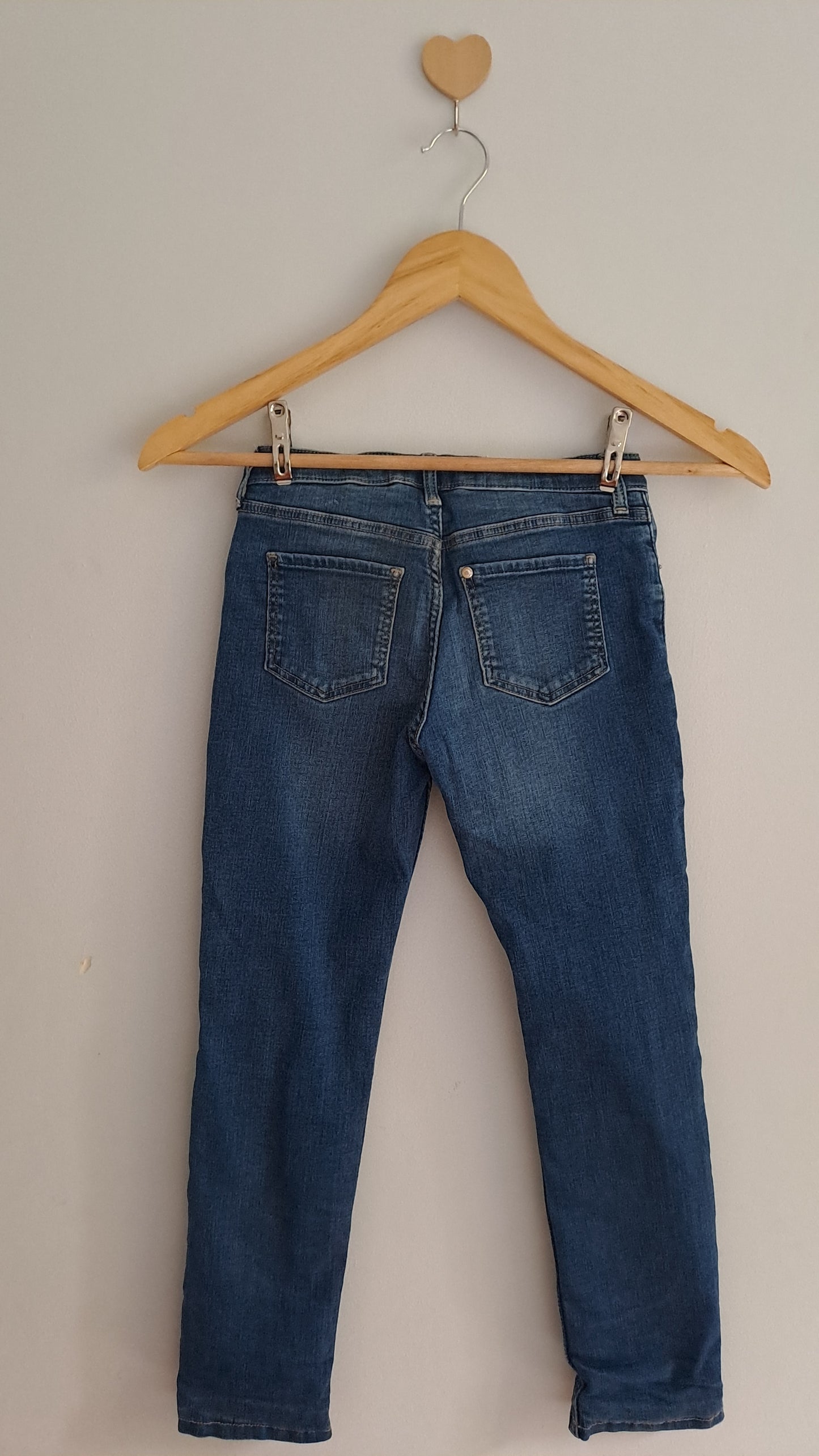 Girls Dark Wash Skinny Jeans with Floral Lining (Age 7-8)