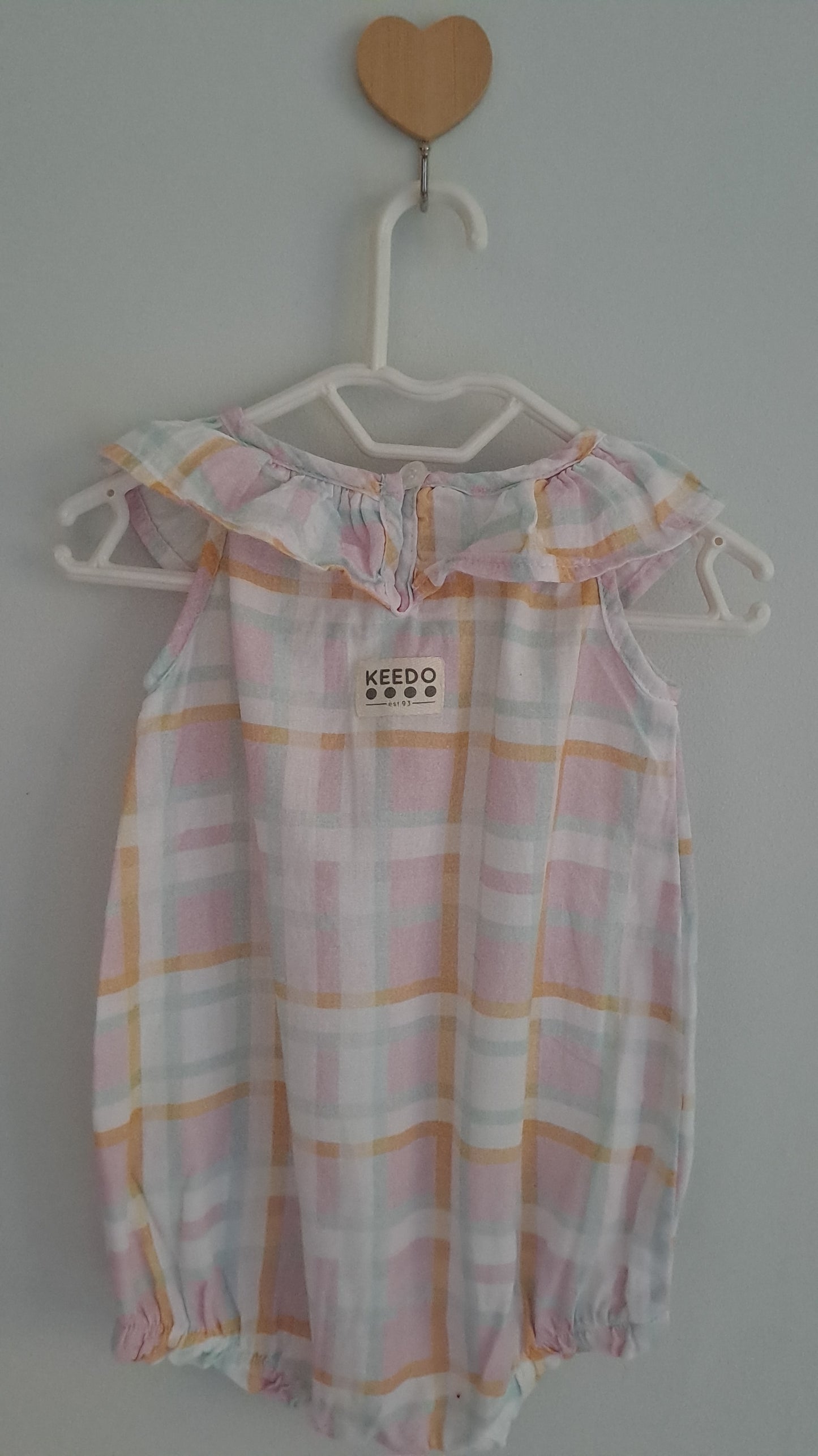 Keedo Pastel Romper with Neck Ruffle 0-3 Months