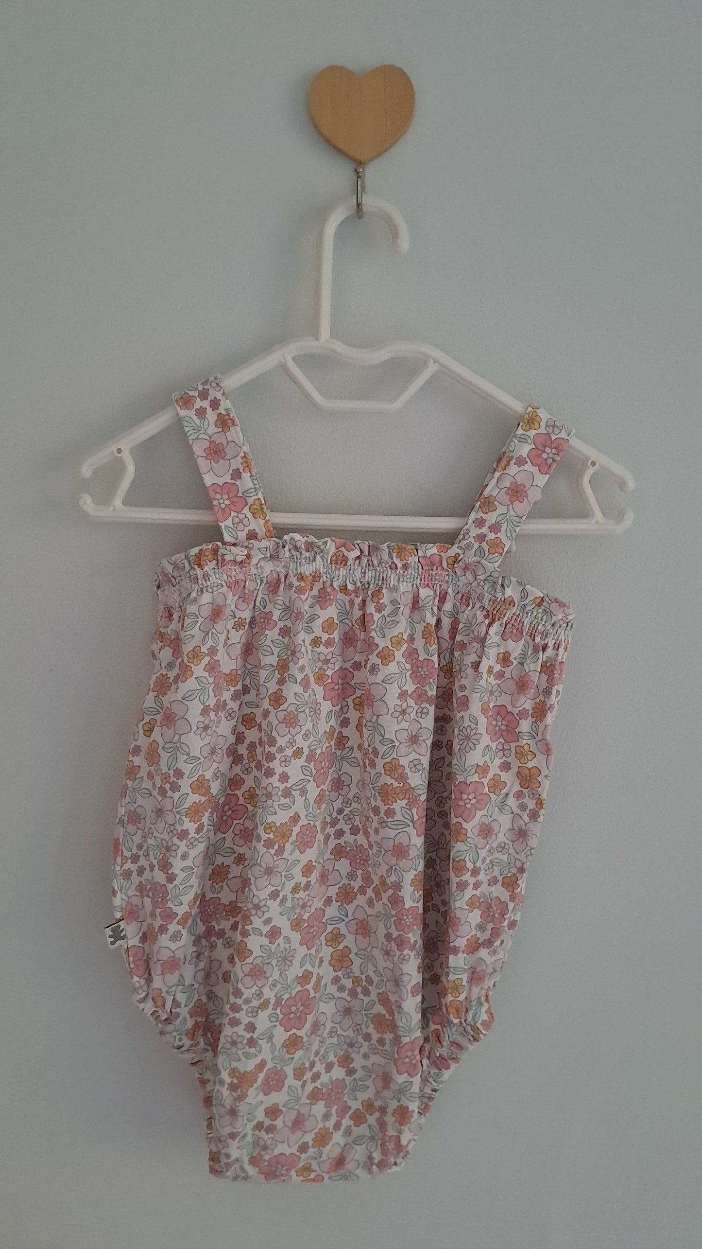 Vintage Feel Floral Bodysuit with Ribbon Sleeves Woolworths 3-6 Months