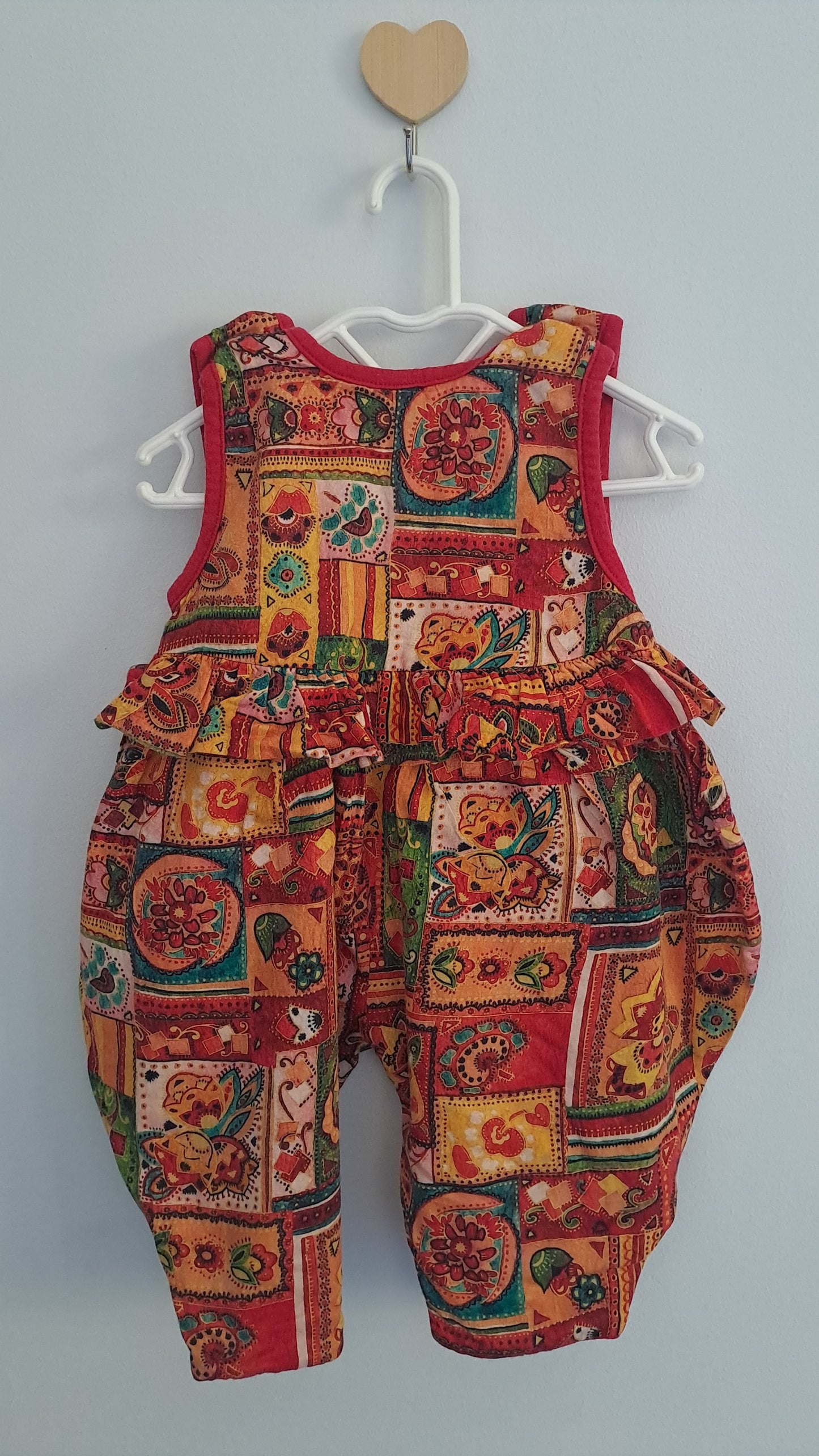 ima Baby Sleeveless Tiered Patchwork Romper 6-12 Months