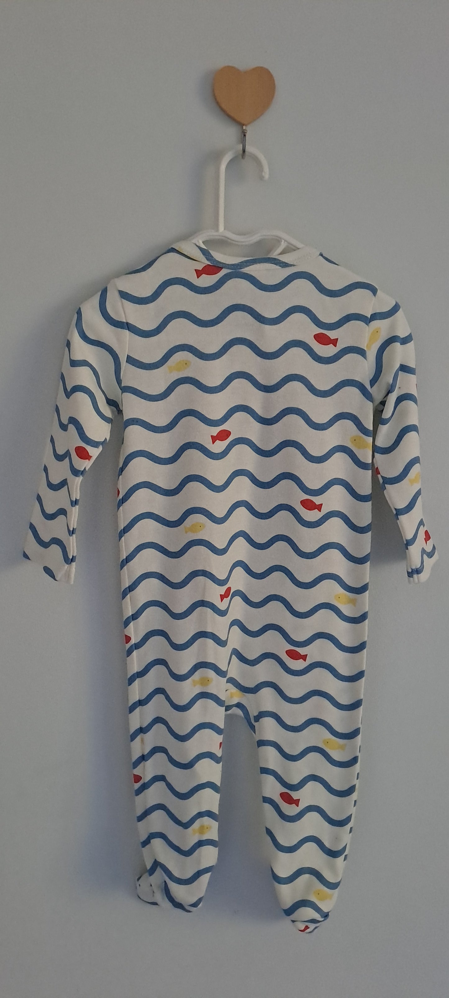 Tiny Tots White Ocean Print Onesie 3-6 Months