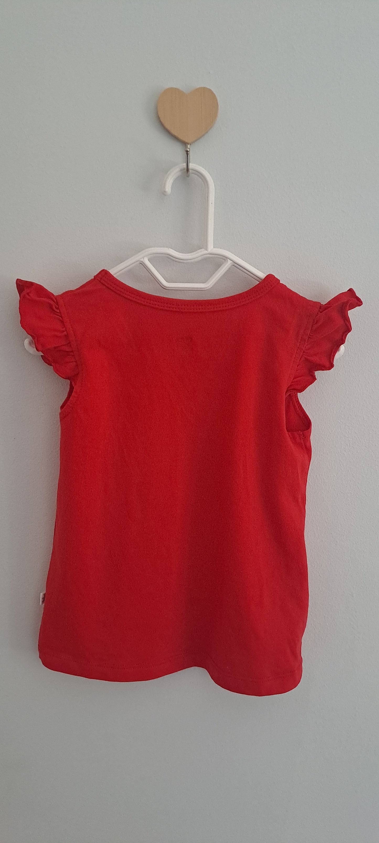 Woolworths Red Ruffled Sleeve My Little Pudding Top 12-18 Months