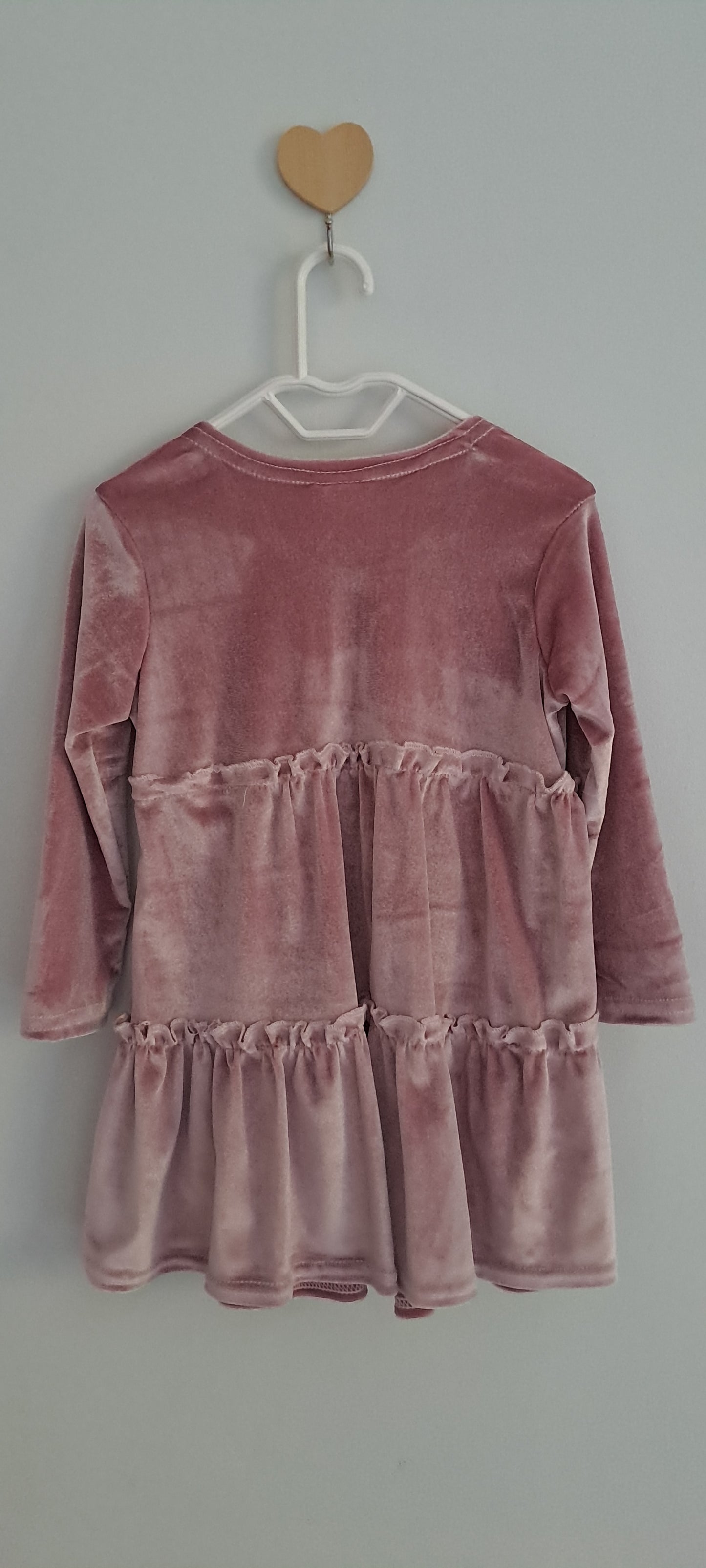 Chatterbox Tiered Dusky Pink Velvet Dress 12-18 Months
