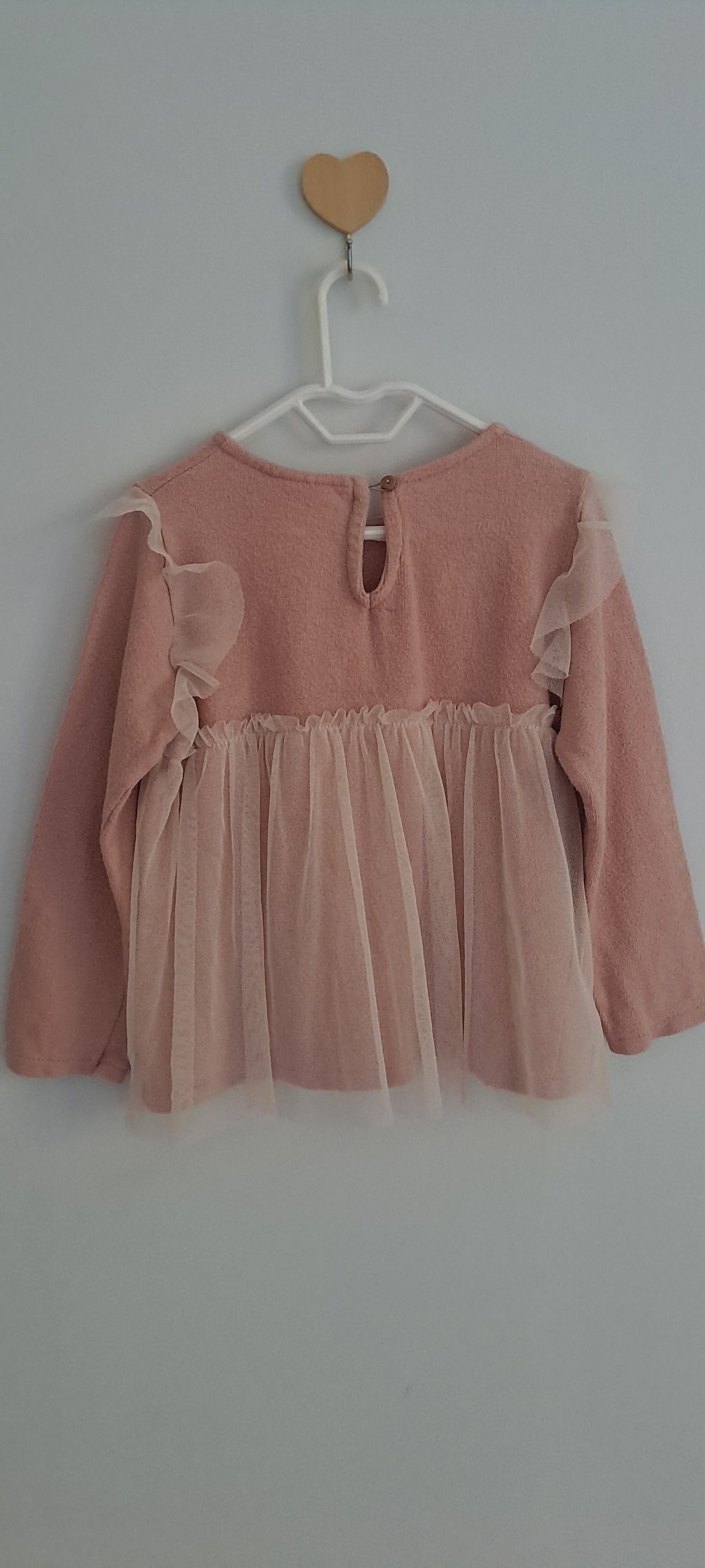 Zara Kids Pink Textured Tulle Peplum Top 2-3 Years