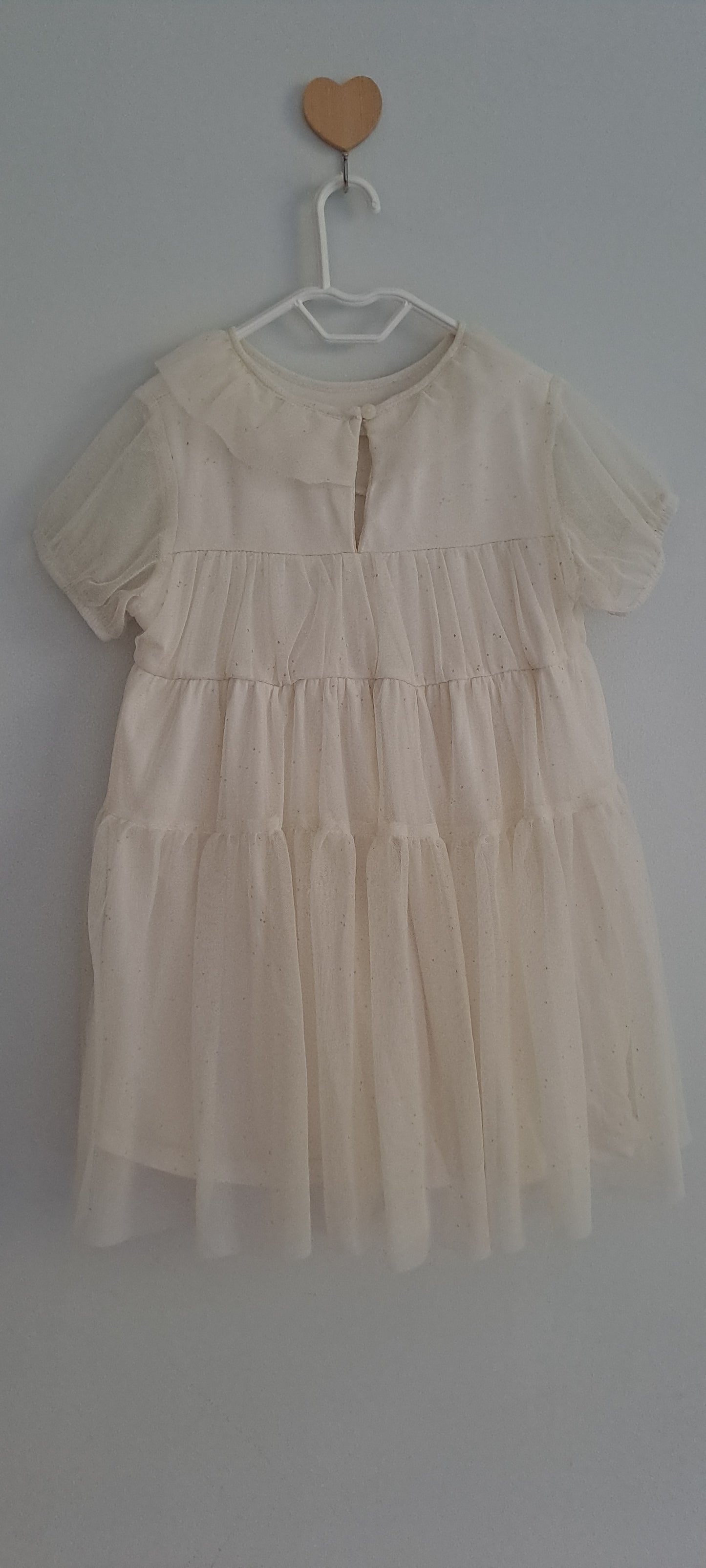 Zara Kids Off White & Gold Tiered Tulle Occasion Dress 3-4 Years