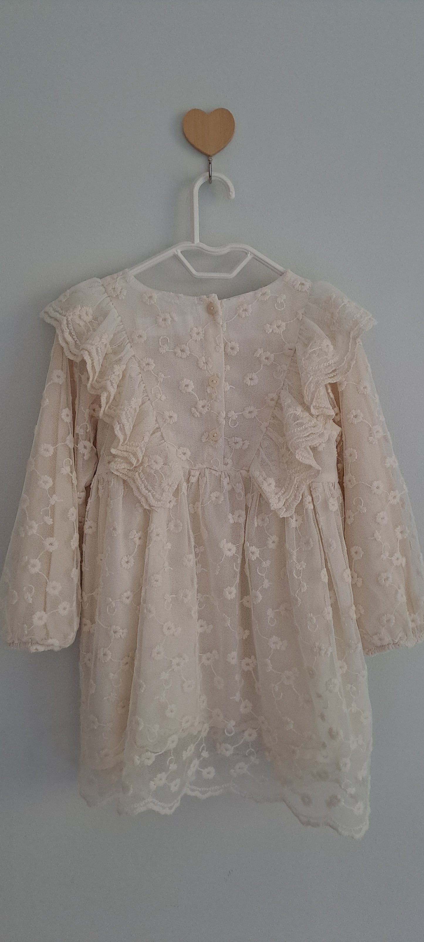 Zara Kids Ecru Embroidered Tulle Boho Dress 2-3 Years
