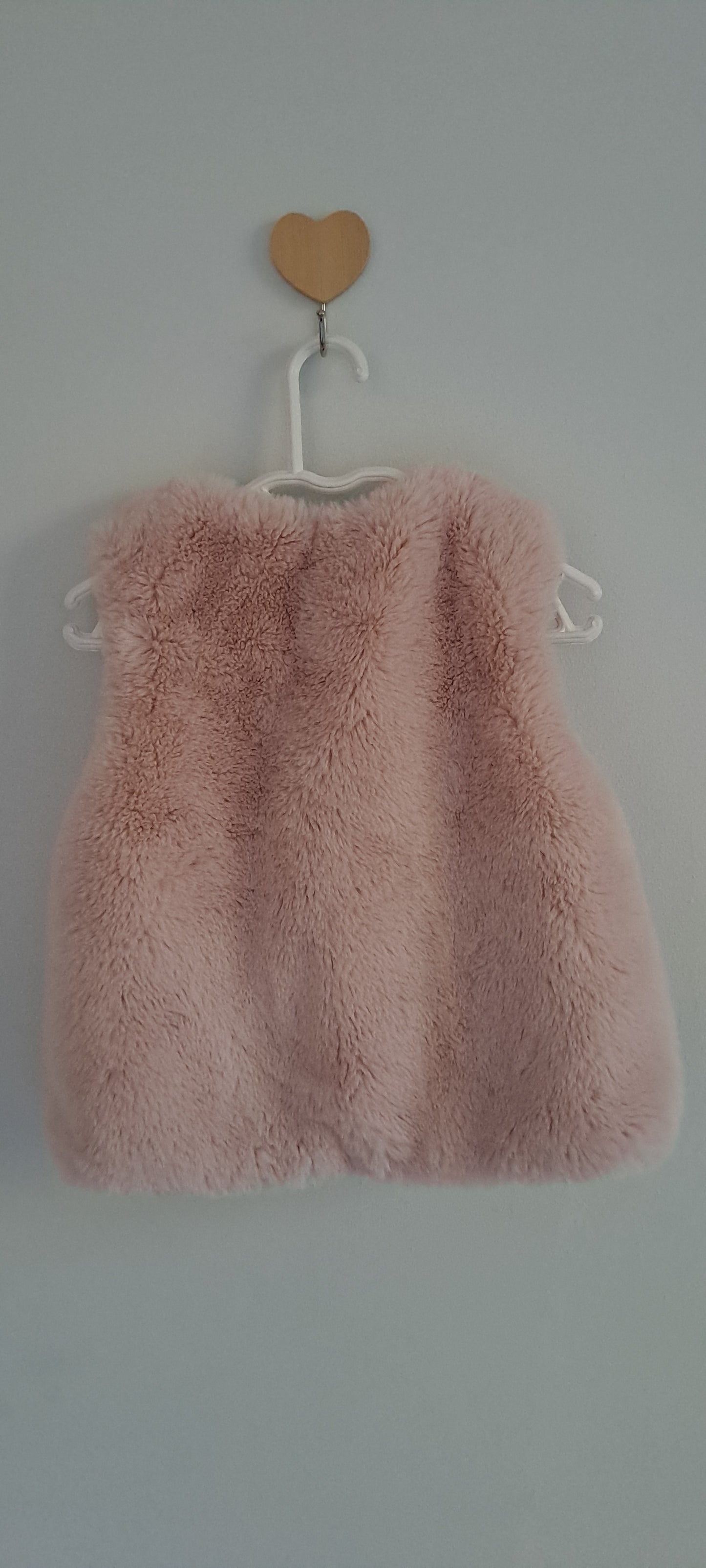 Zara Baby Dusty Pink Faux Fur Cherry Pom-Pom Gilet 6-9 Months