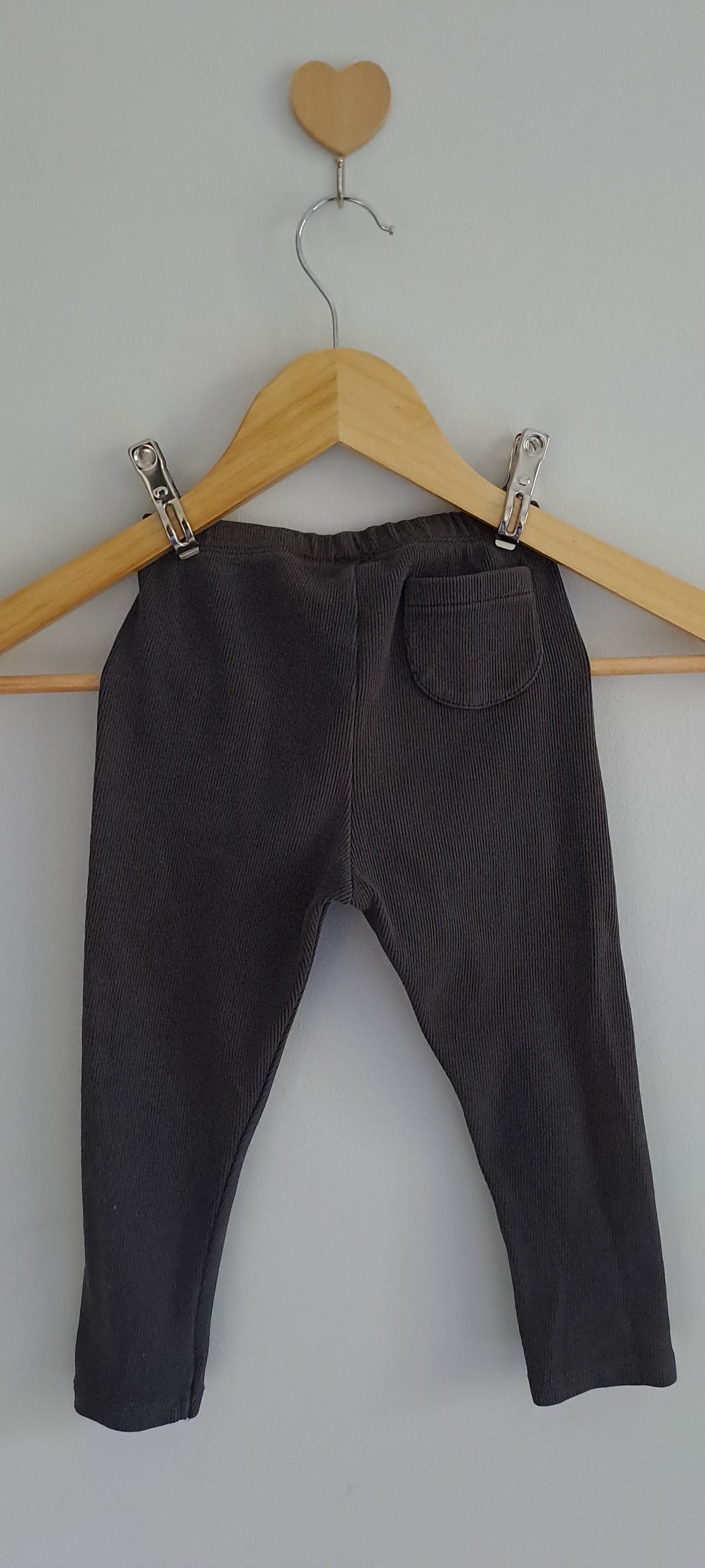 Zara Kids Charcoal Ribbed Button Leggings | 2-3 Years