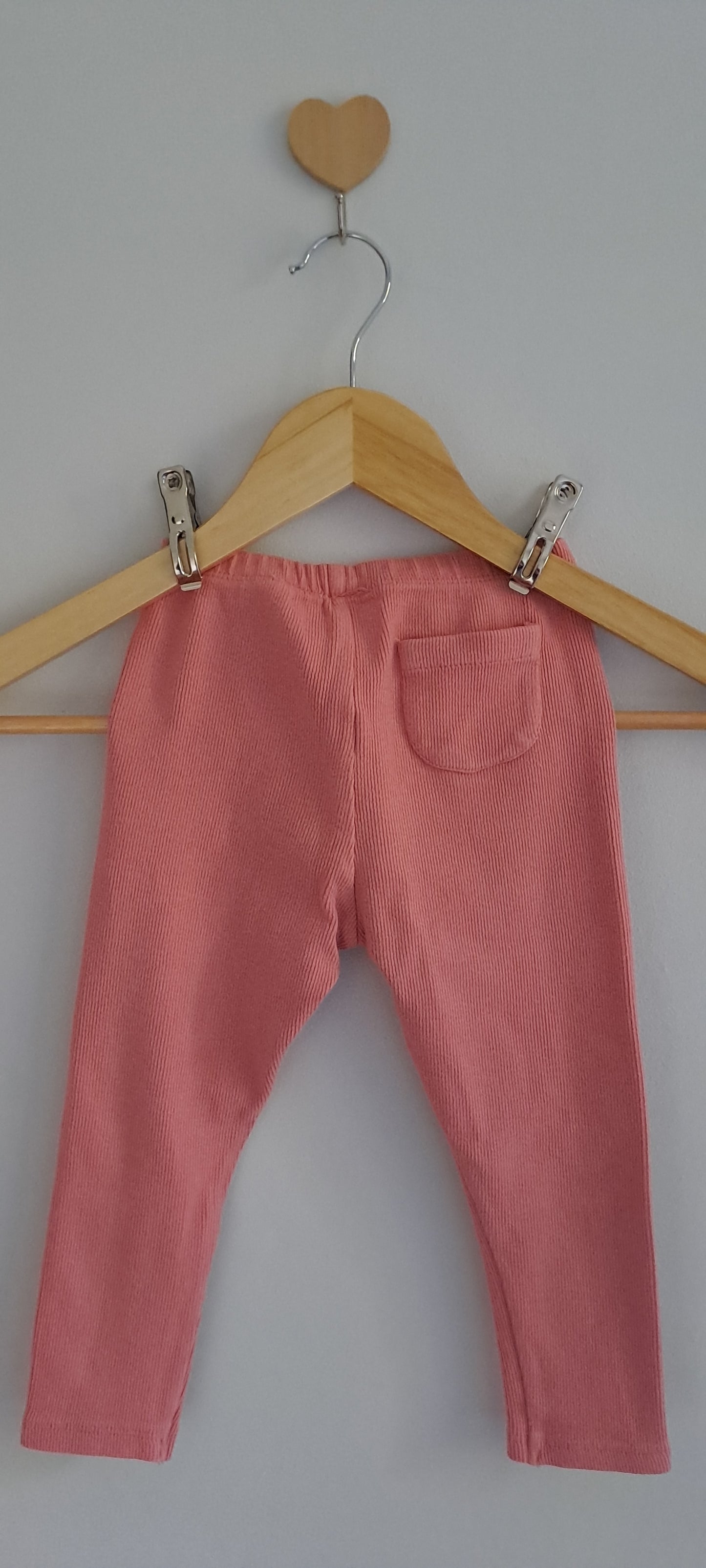 Zara Kids Dusty Pink Ribbed Button Leggings | 2-3 Years