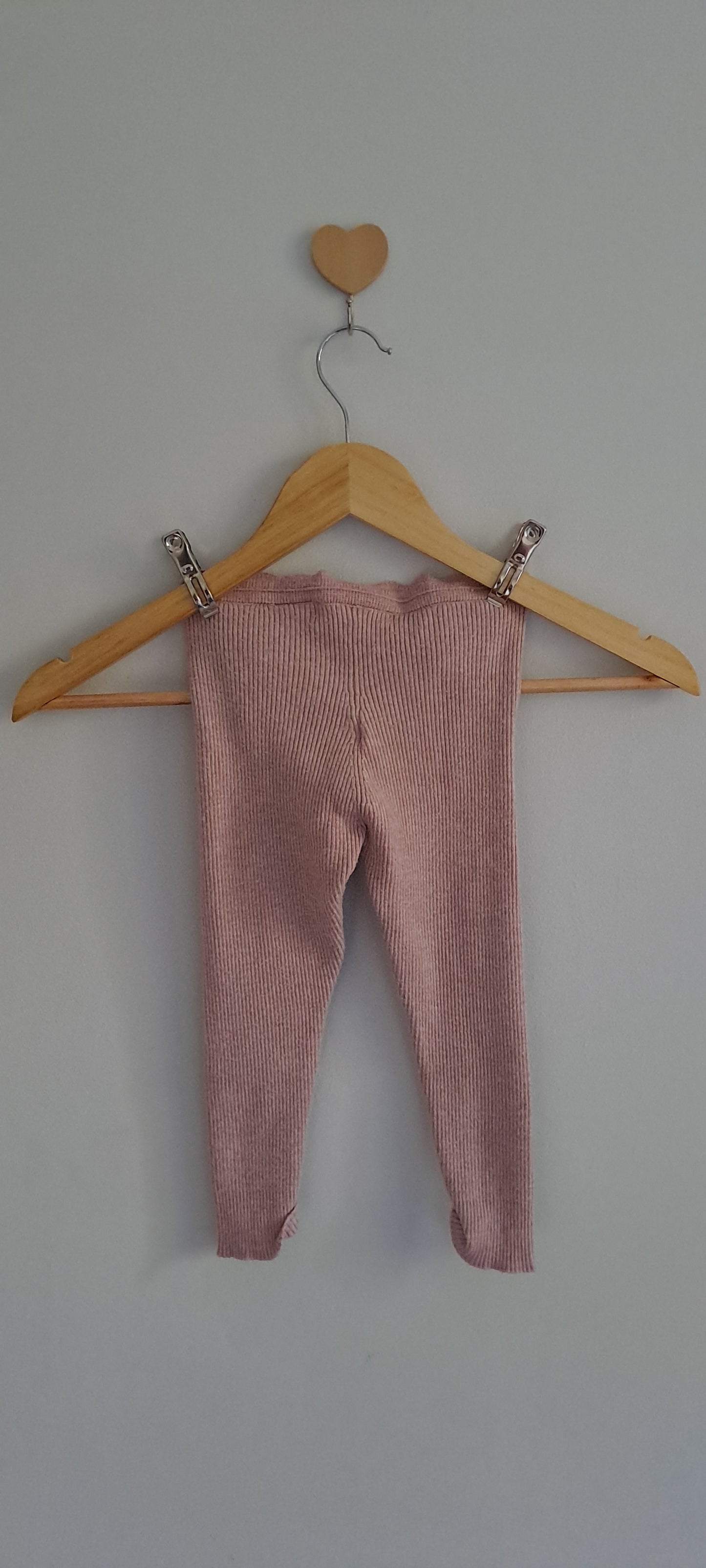 Zara Kids Mauve Pink Ribbed Lettuce-Edge Leggings | 2-3 Years