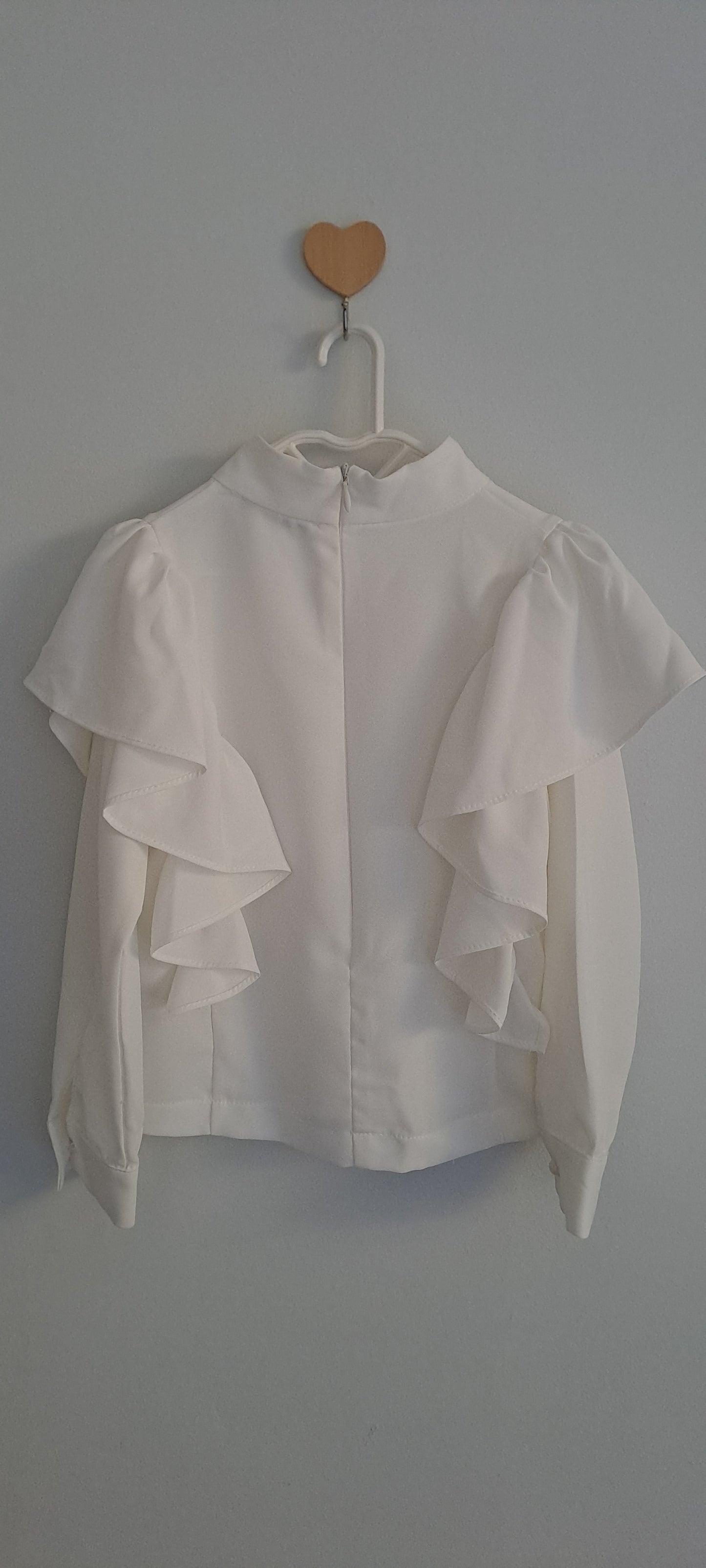 Mama Luma White Ruffle Mock-Neck Blouse 3-4 Years