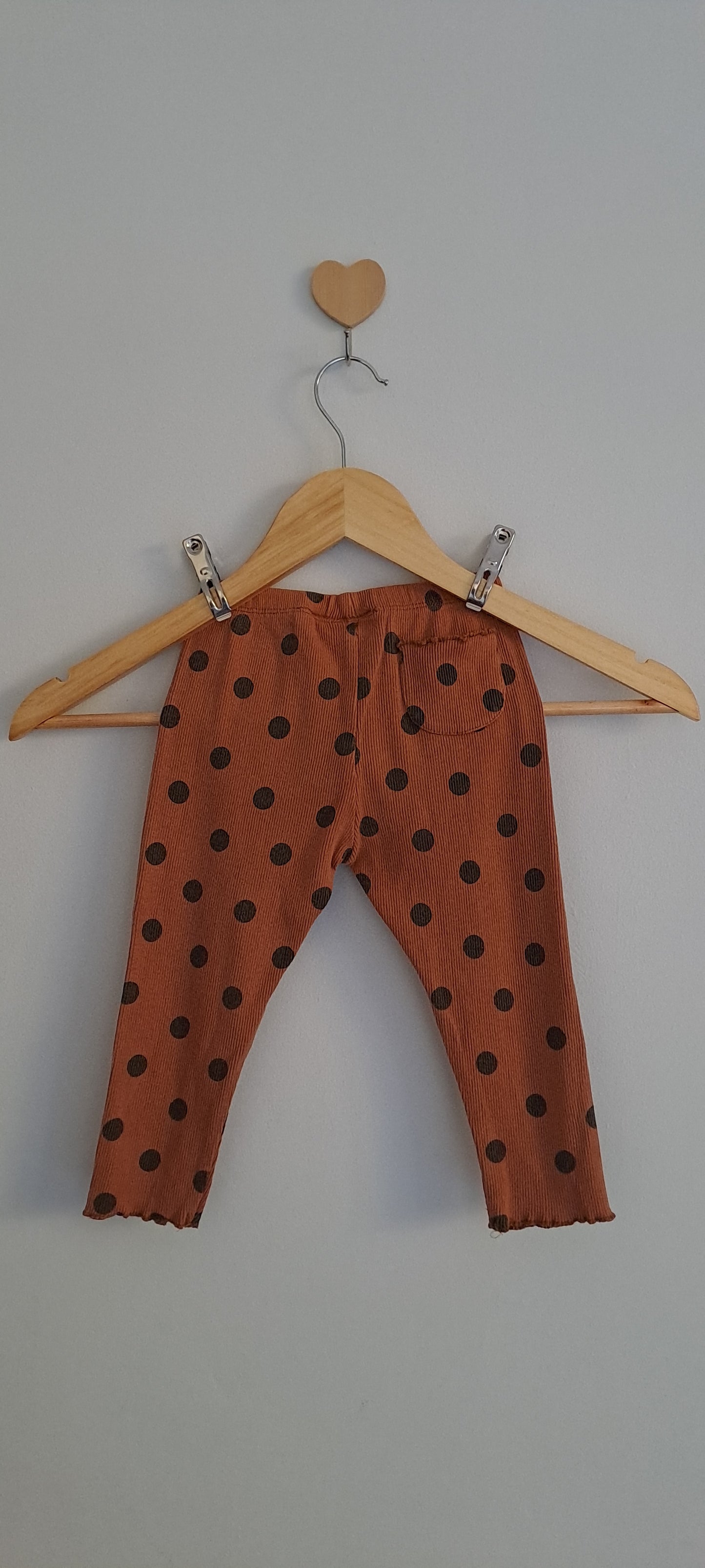 Zara Rust Polka Dot Ribbed Leggings 18-24 Months