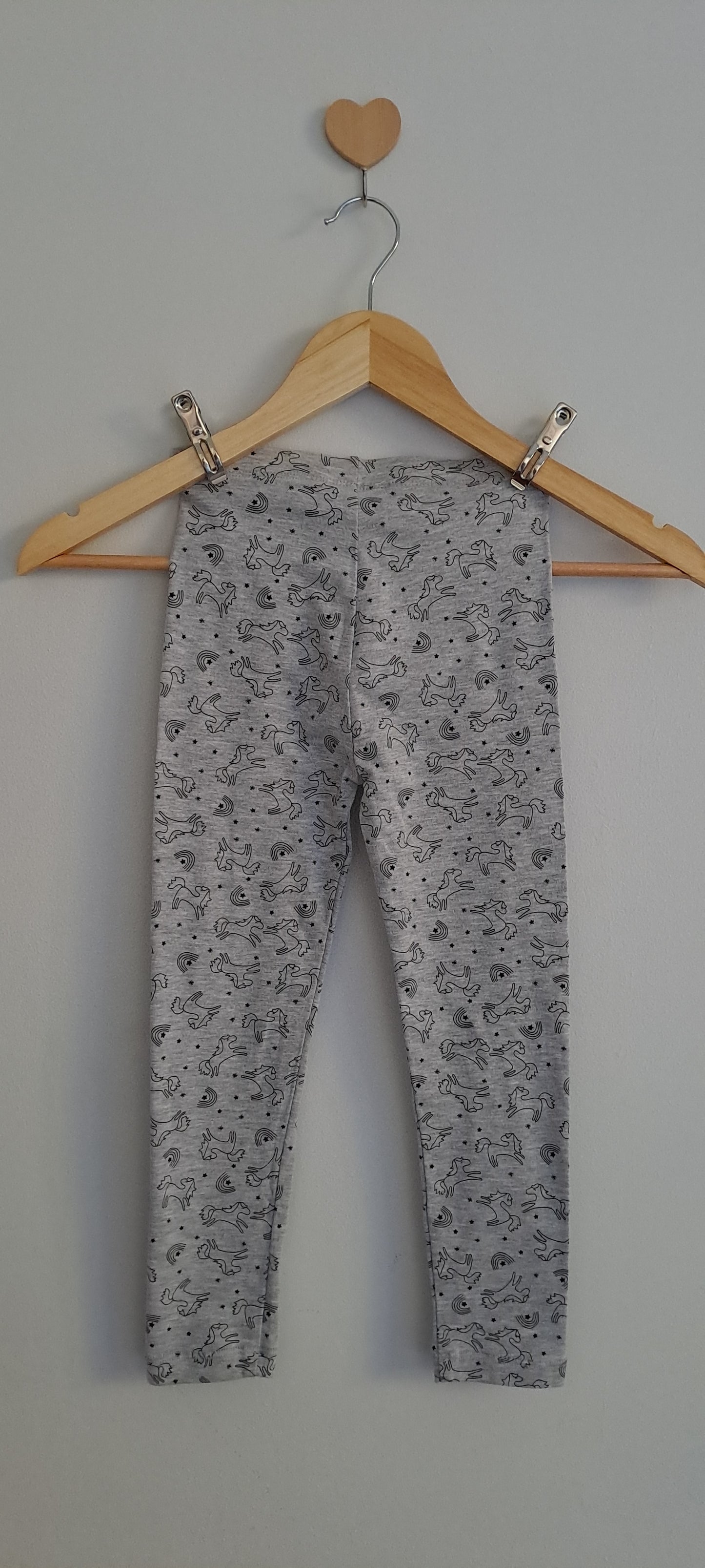 Real Kids Grey Marle Unicorn & Horse Print Leggings 4-5 Years
