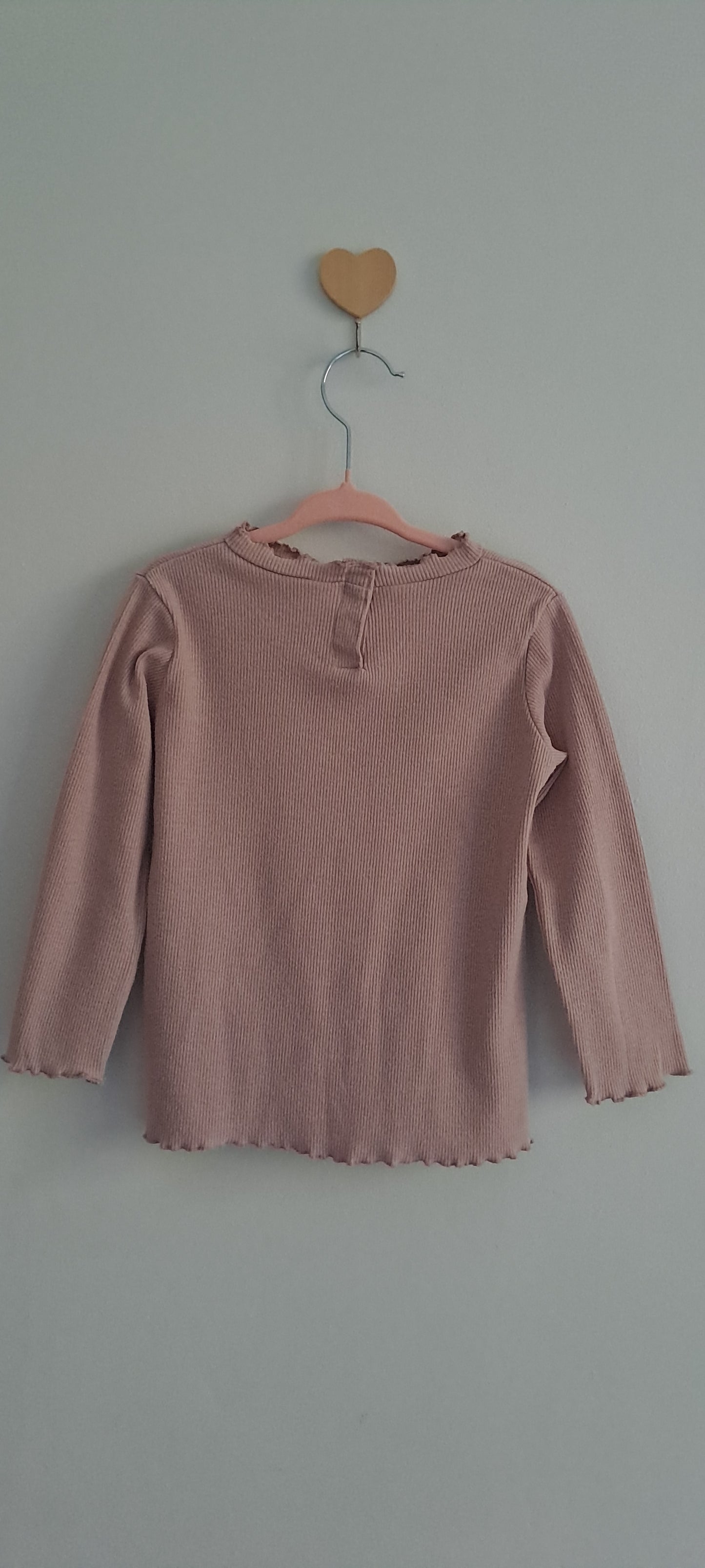 Zara Girls Mauve Pink Ribbed Lettuce-Edge Top 2-3 Years