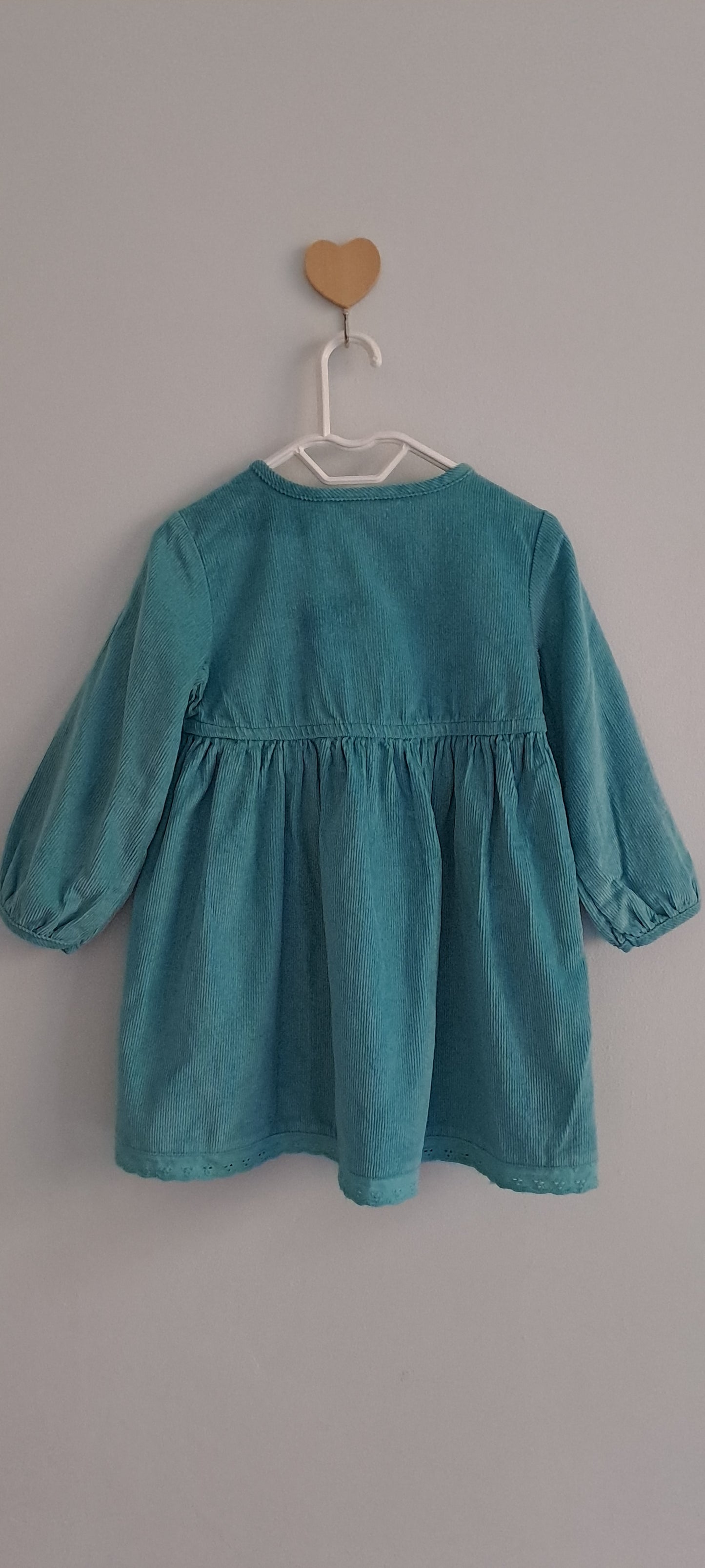 Edgars One Two Three Teal Corduroy Baby Dress 12-18 Months