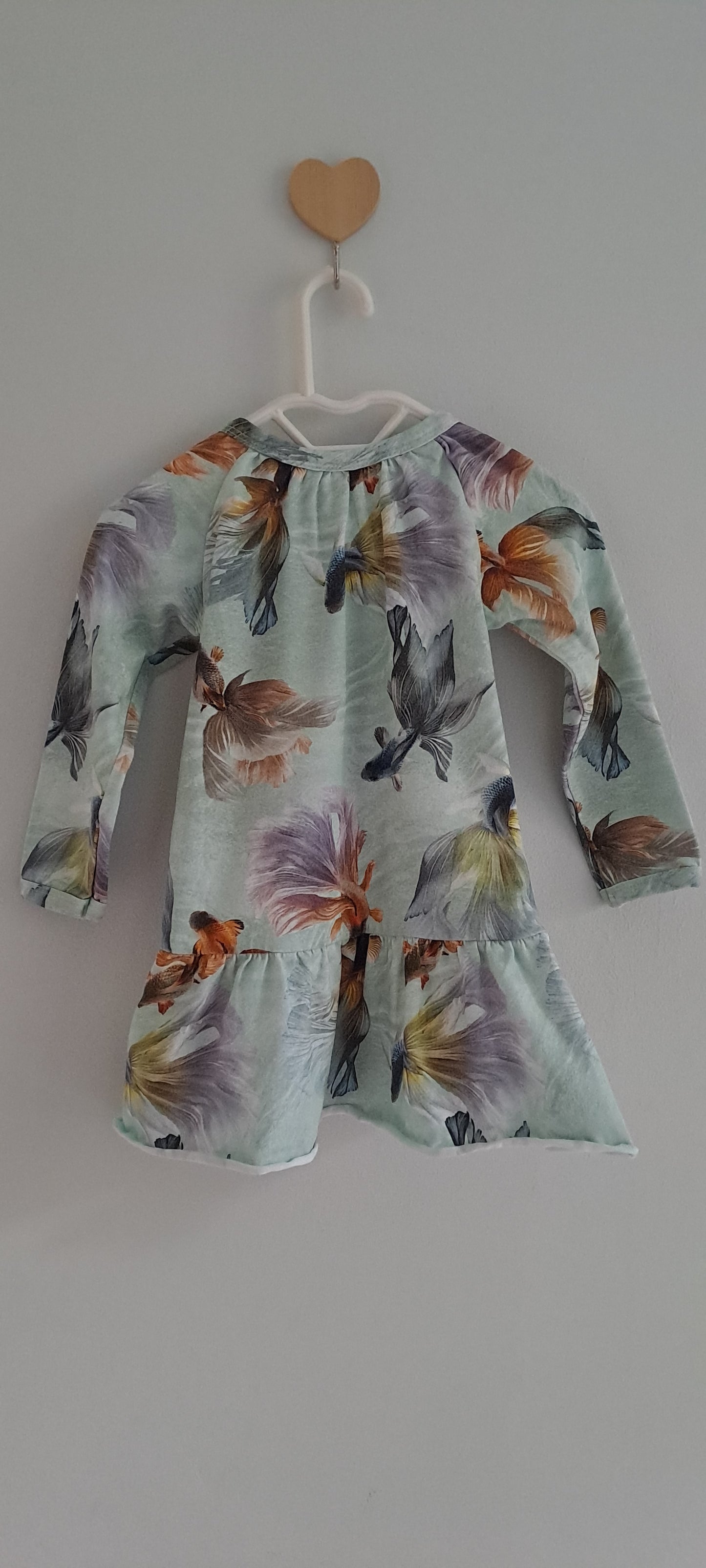 Molo Baby Girl Goldfish Print Long Sleeve Dress Size 74 6-9 Months