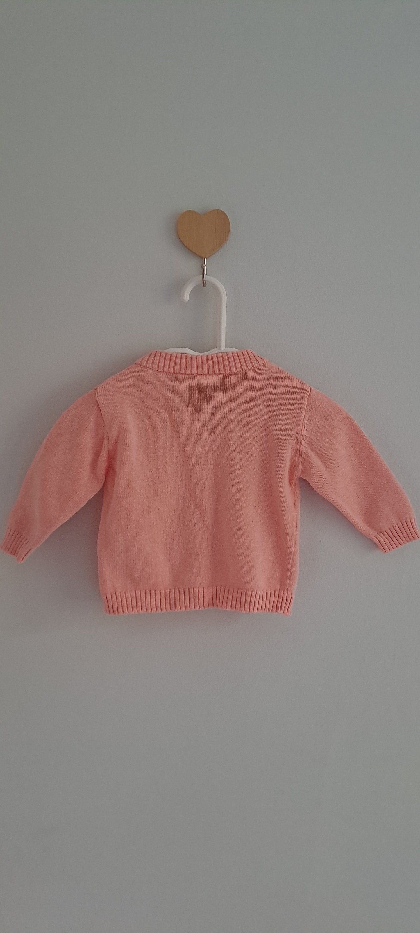 Earthchild Newborn Girls Peach Pink Cotton Knit Cardigan