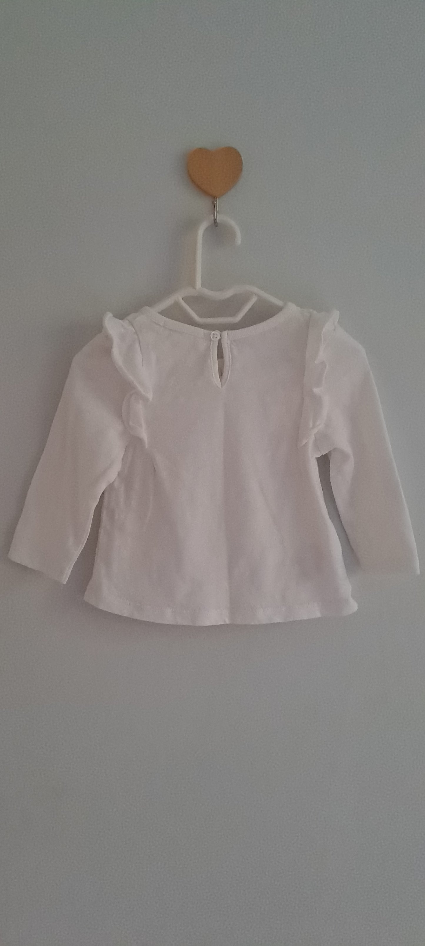 Country Road Baby Girl White Ruffle Shoulder Long Sleeve Top 3-6 Months