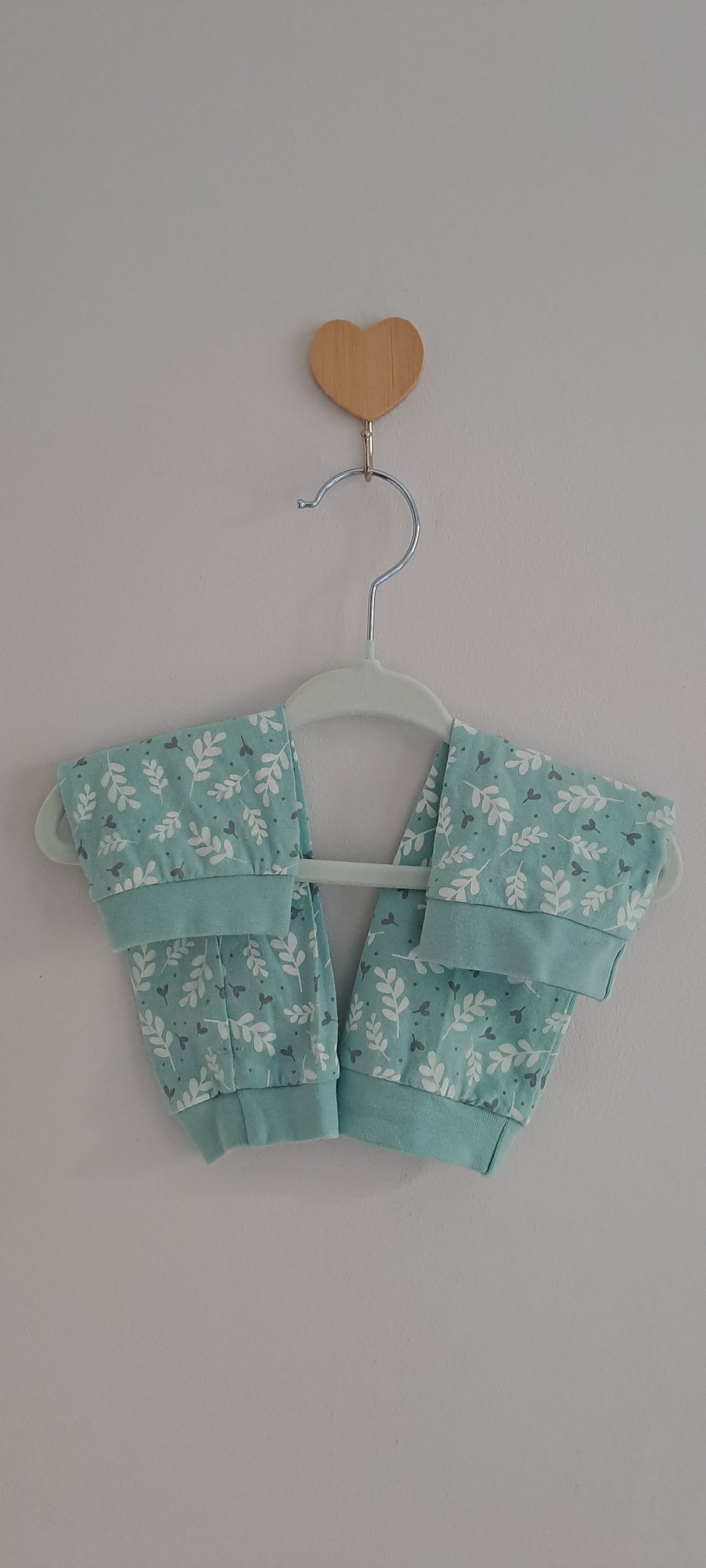 Picka Lilly Turquoise Leaf Print Cotton Leggings Medium