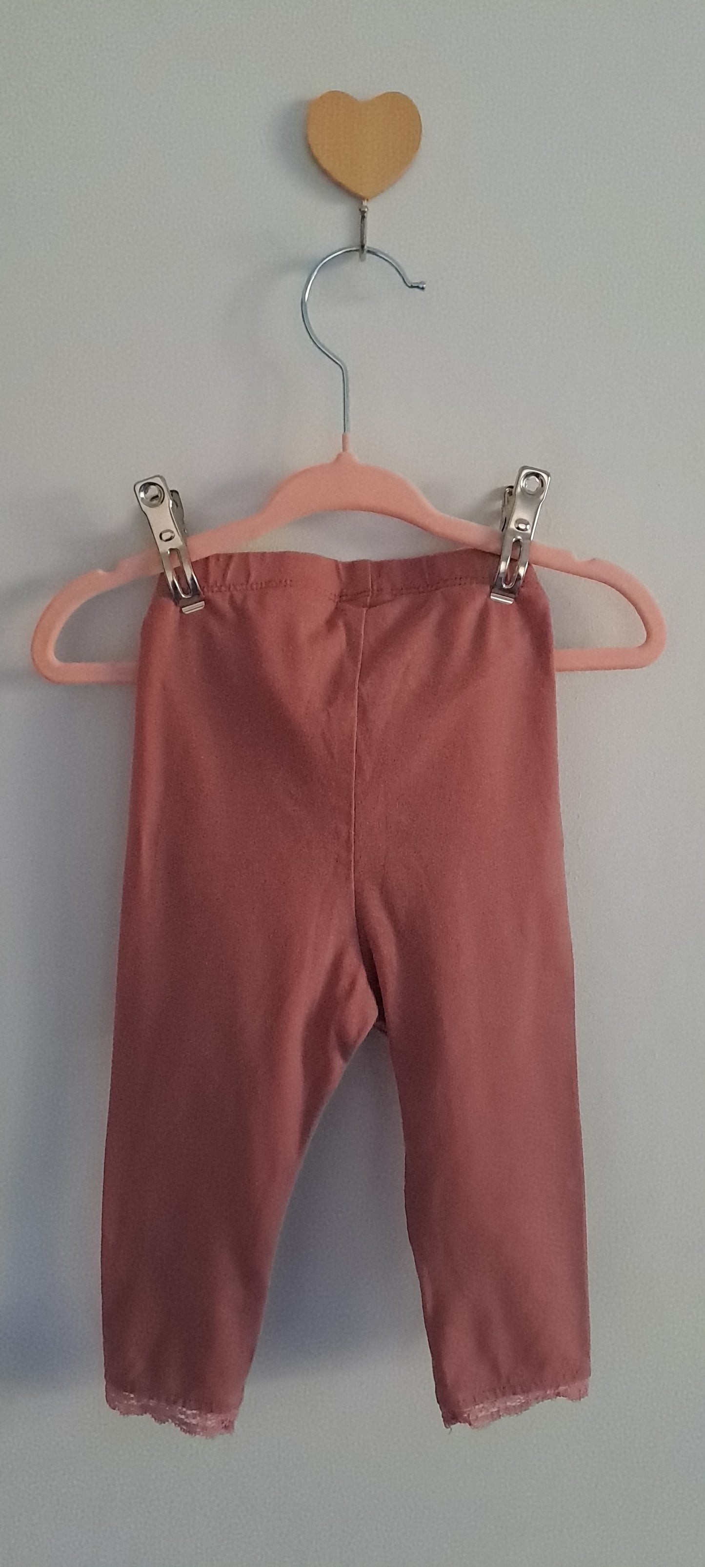 H&M Baby Girls' Dusty Pink Leggings with Lace Trim 4-6 Months