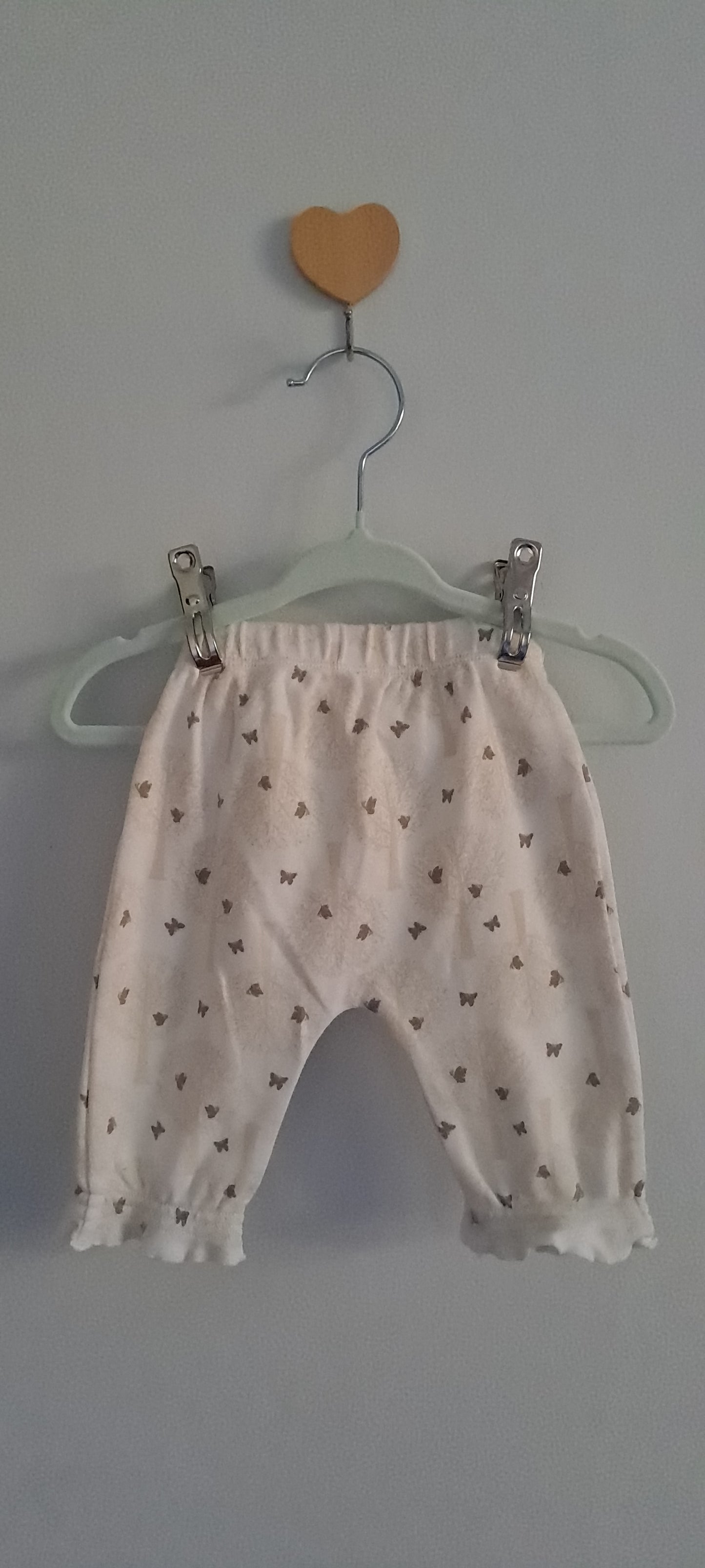 Wooliesbabes White Butterfly Print Leggings 1-3 Months