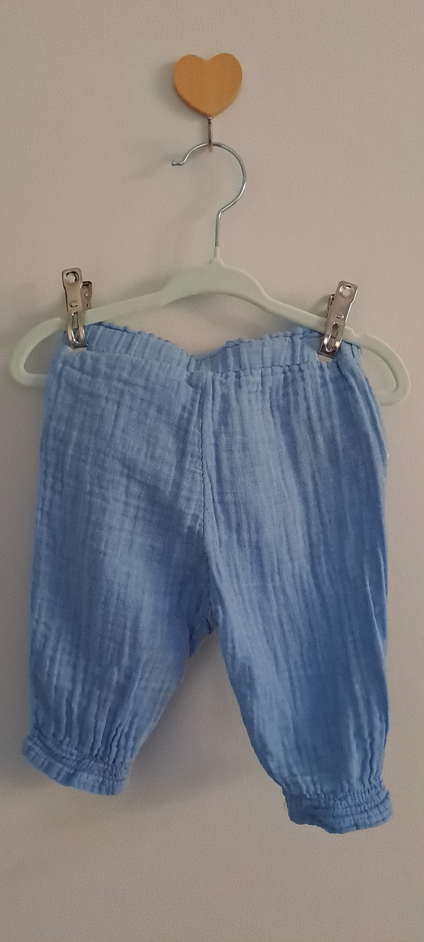 H&M Baby Girls' Blue Cotton Muslin Joggers 4-6 Months