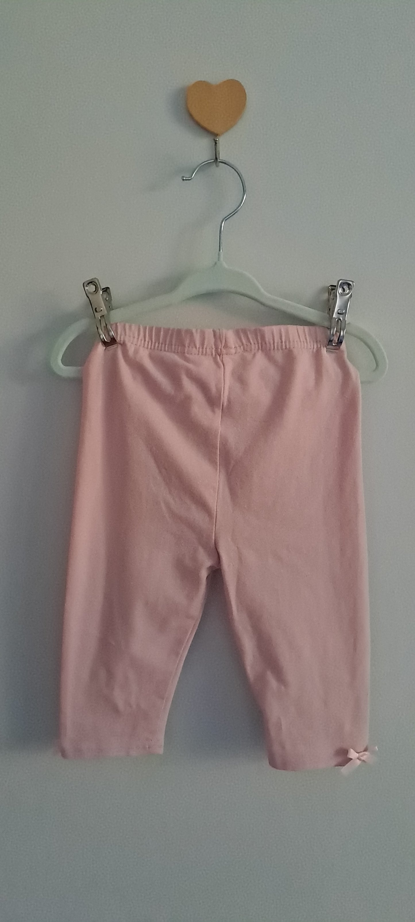 One Two Three Baby Girls' Pink Bow Accent Leggings 18-24 Months