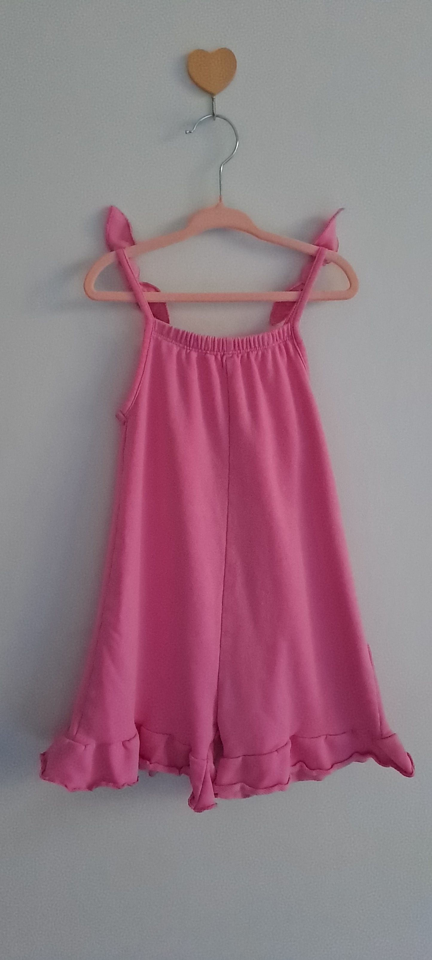Zara Kids Pink Ruffled Romper with Tie-Shoulder Straps 4-5 Years
