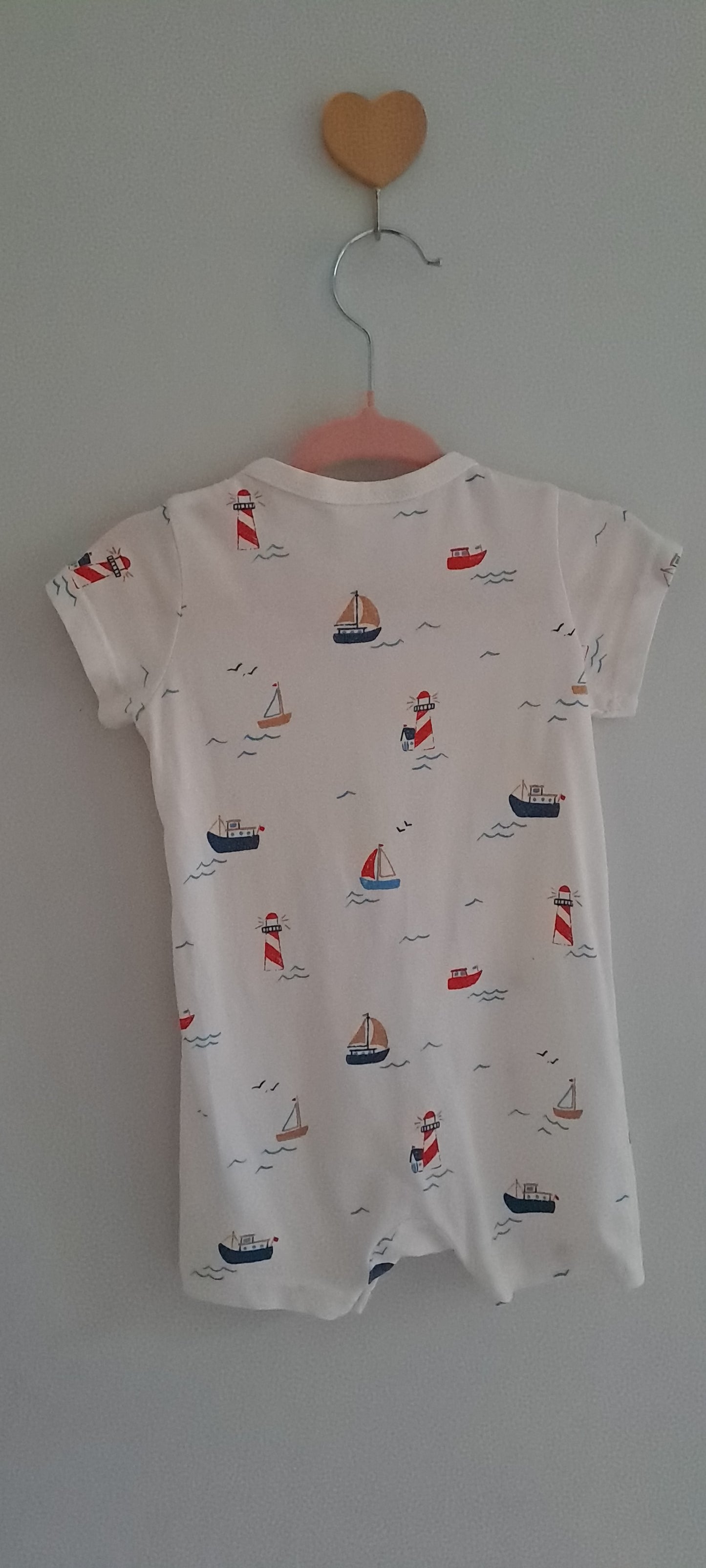 H&M Nautical Sailboat & Lighthouse Romper 2-4 Months