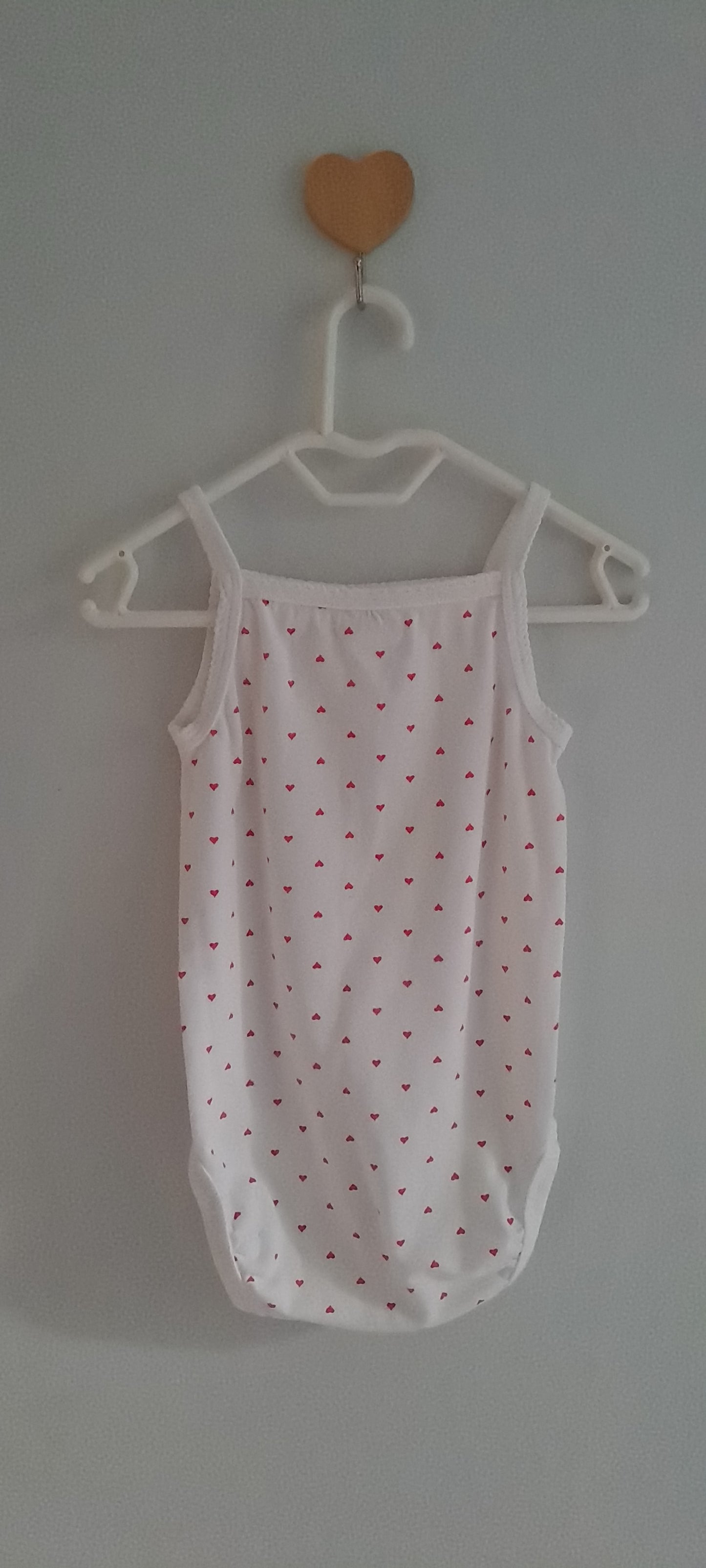 H&M White Pink Hearts Lace Bodysuit – Organic Cotton 6-9 Months