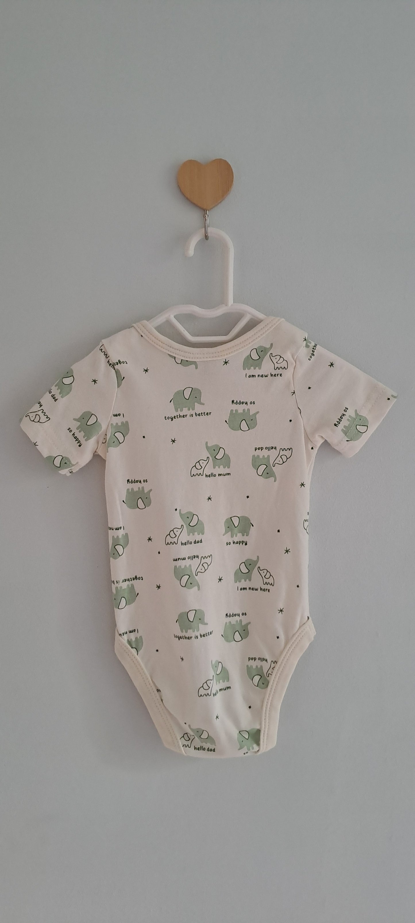 Tiny Tots Elephant Print Bodysuit – "Together is Better" 3-6 Months