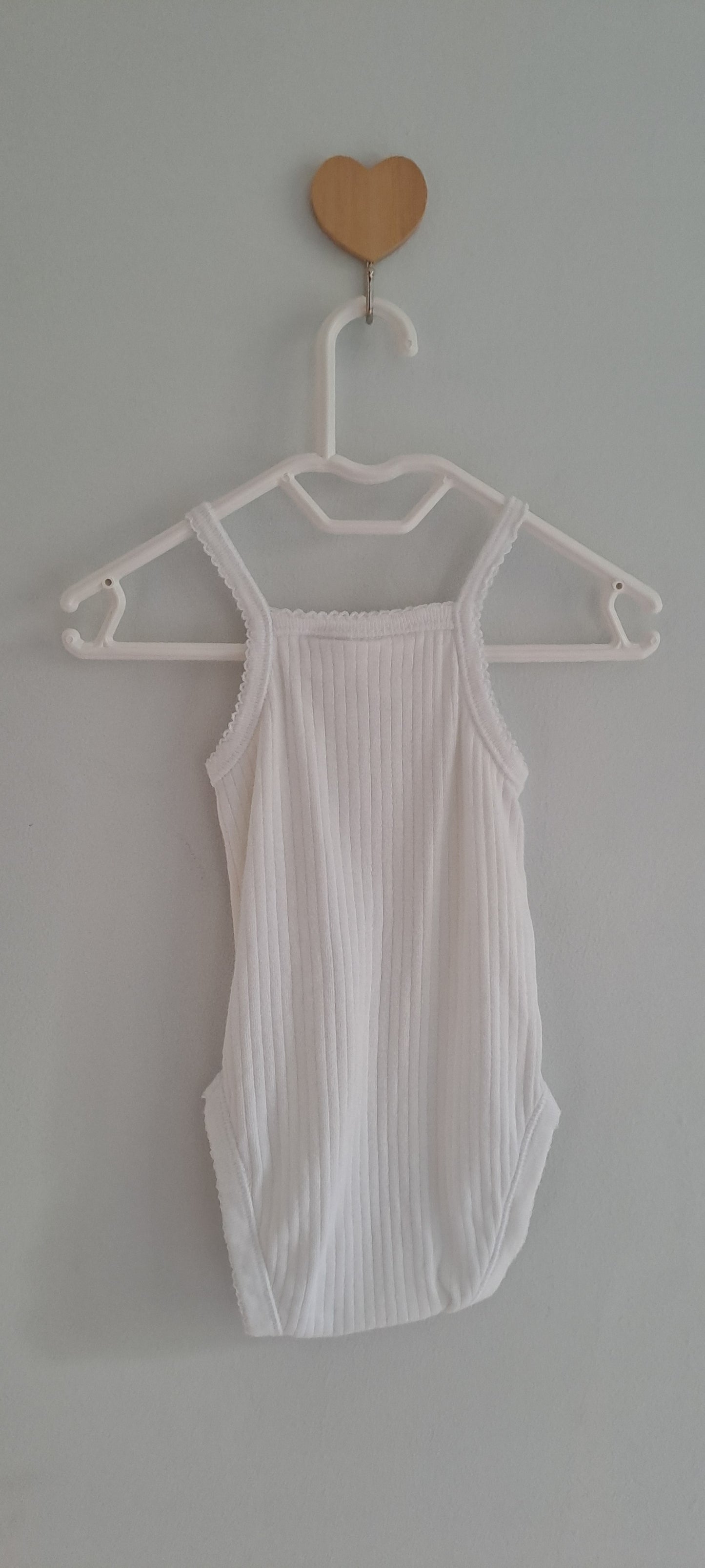 Zara Baby White Ribbed Camisole Bodysuit – Organic Cotton 3-6 Months