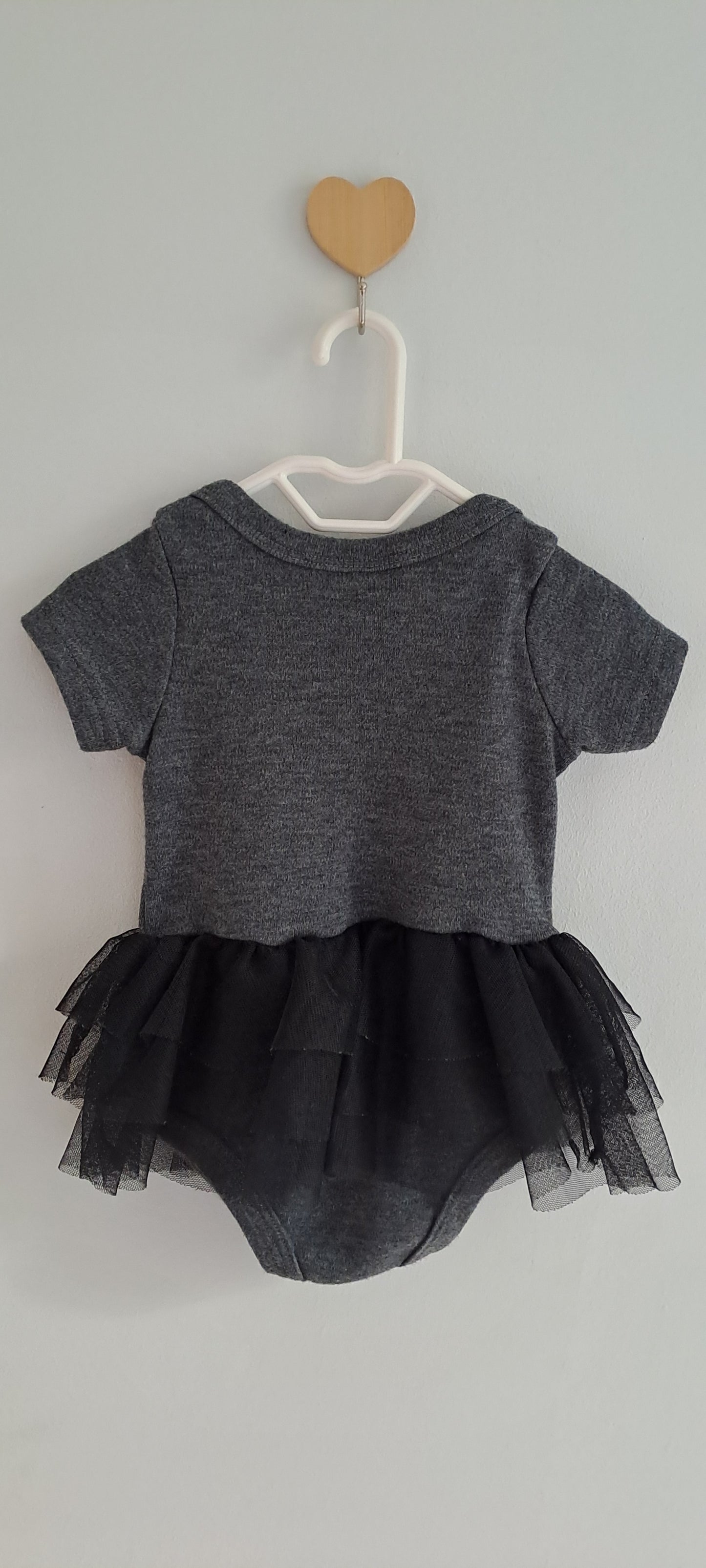 Real Baby "Shine Bright" Tutu Romper – Charcoal & Gold 0-3 Months