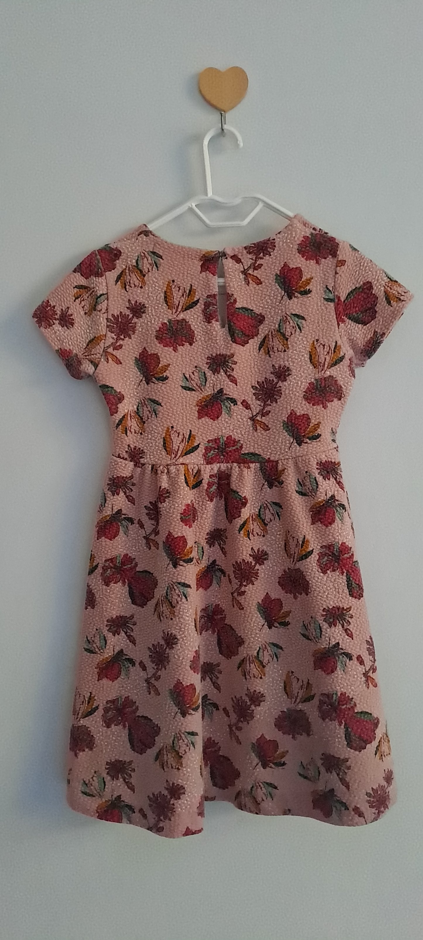 Zara Kids Girl Textured Fabric Floral Print Dress 4-5 Years