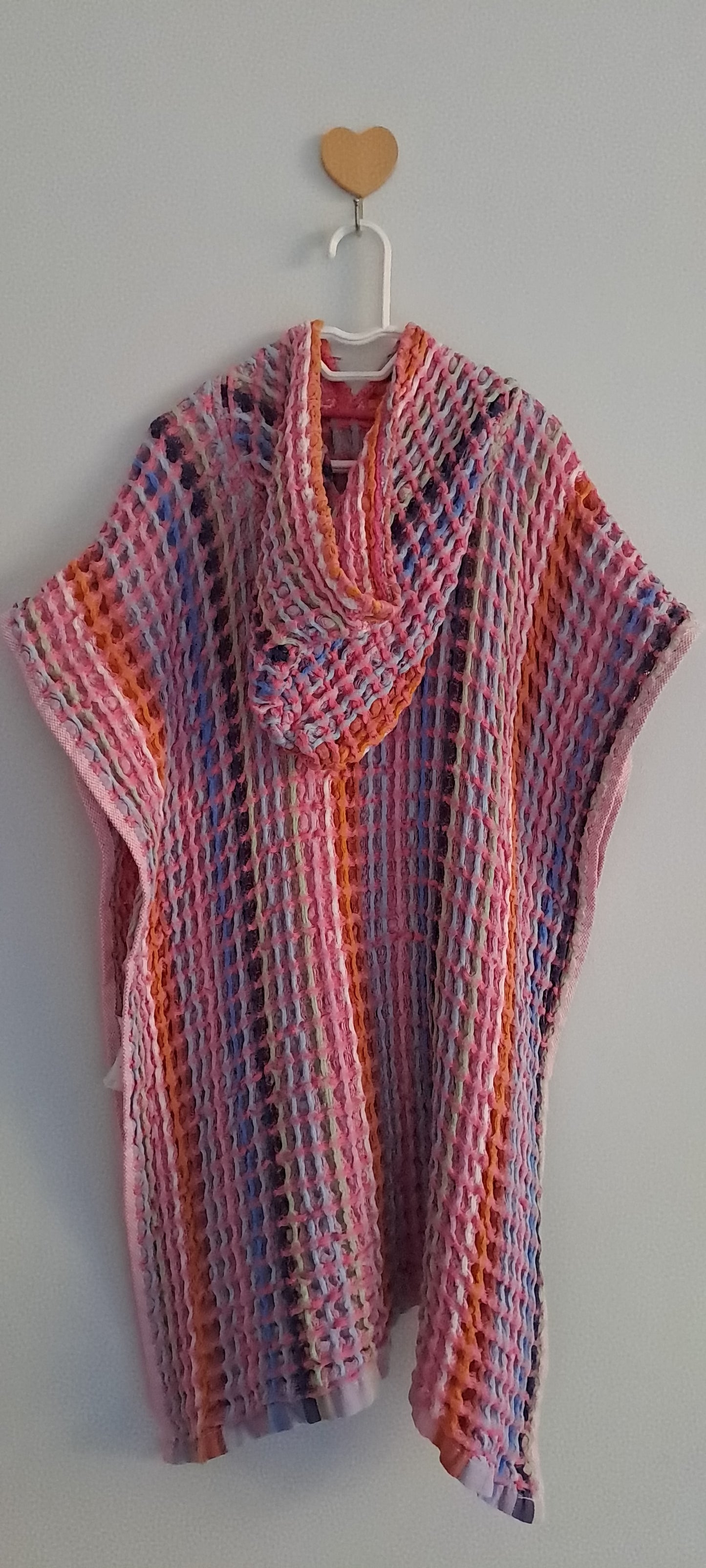 Cotton On Kids Unisex Multi-Color Striped Waffle Poncho Towel One Size