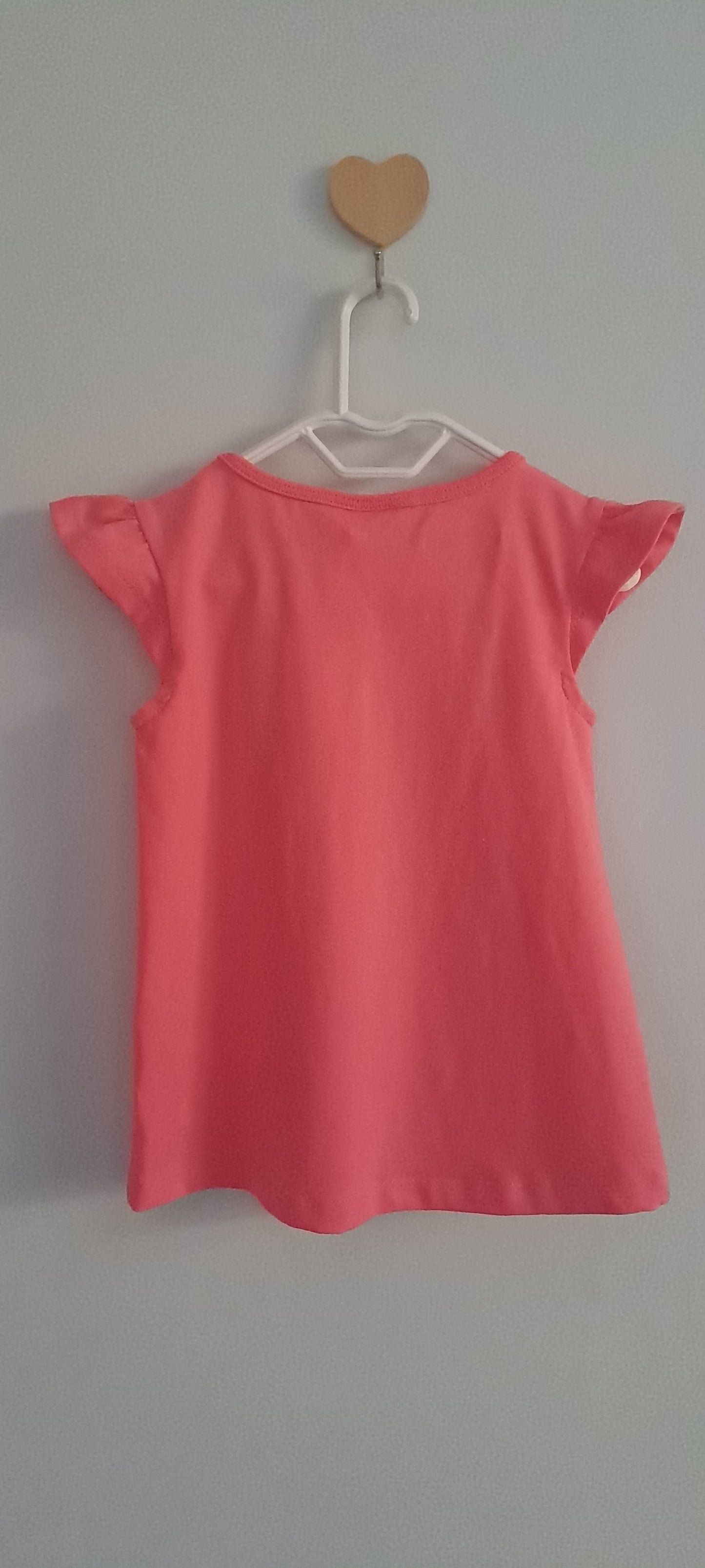 Naartjie Baby Girls Coral Pink Embroidered Floral Logo Top 18-24 Months