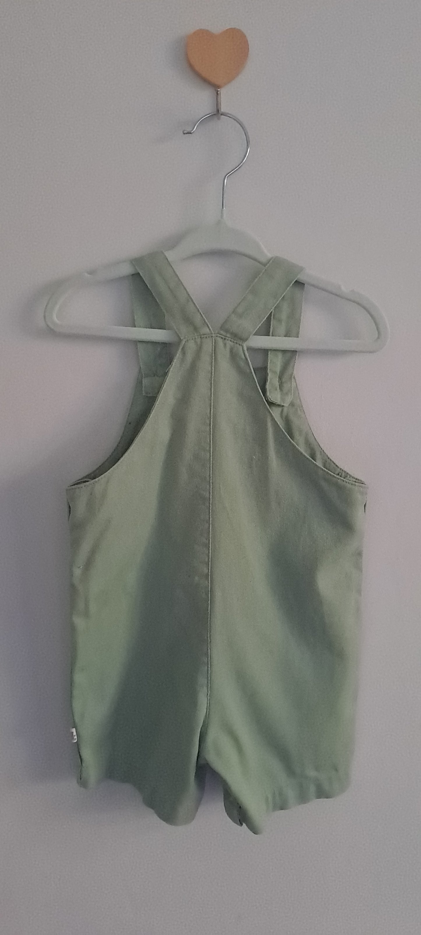 Woolworths Baby Sage Green Denim Shortalls Dungarees 3-6 Months