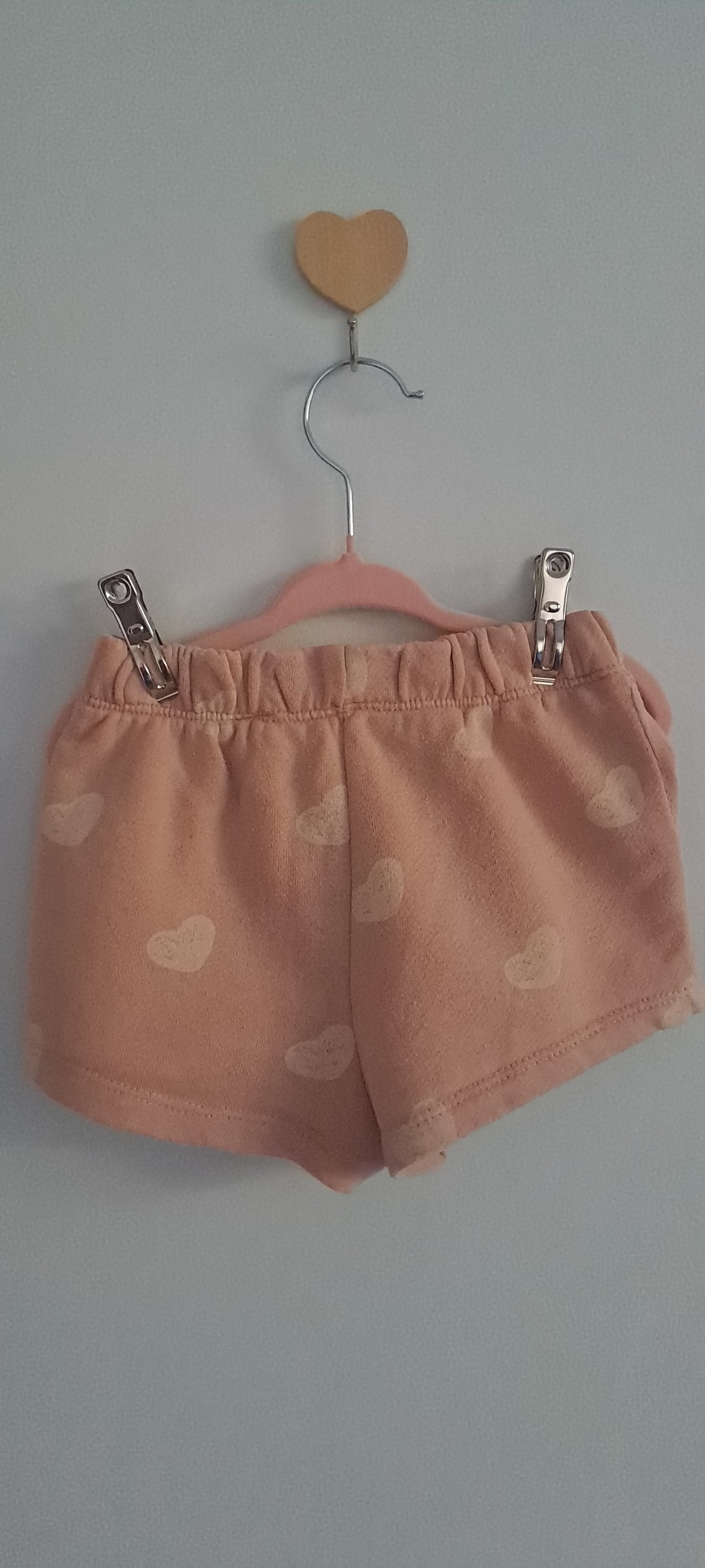 Zara Kids Girl Dusty Pink Heart Print Terry Shorts 2-3 Years