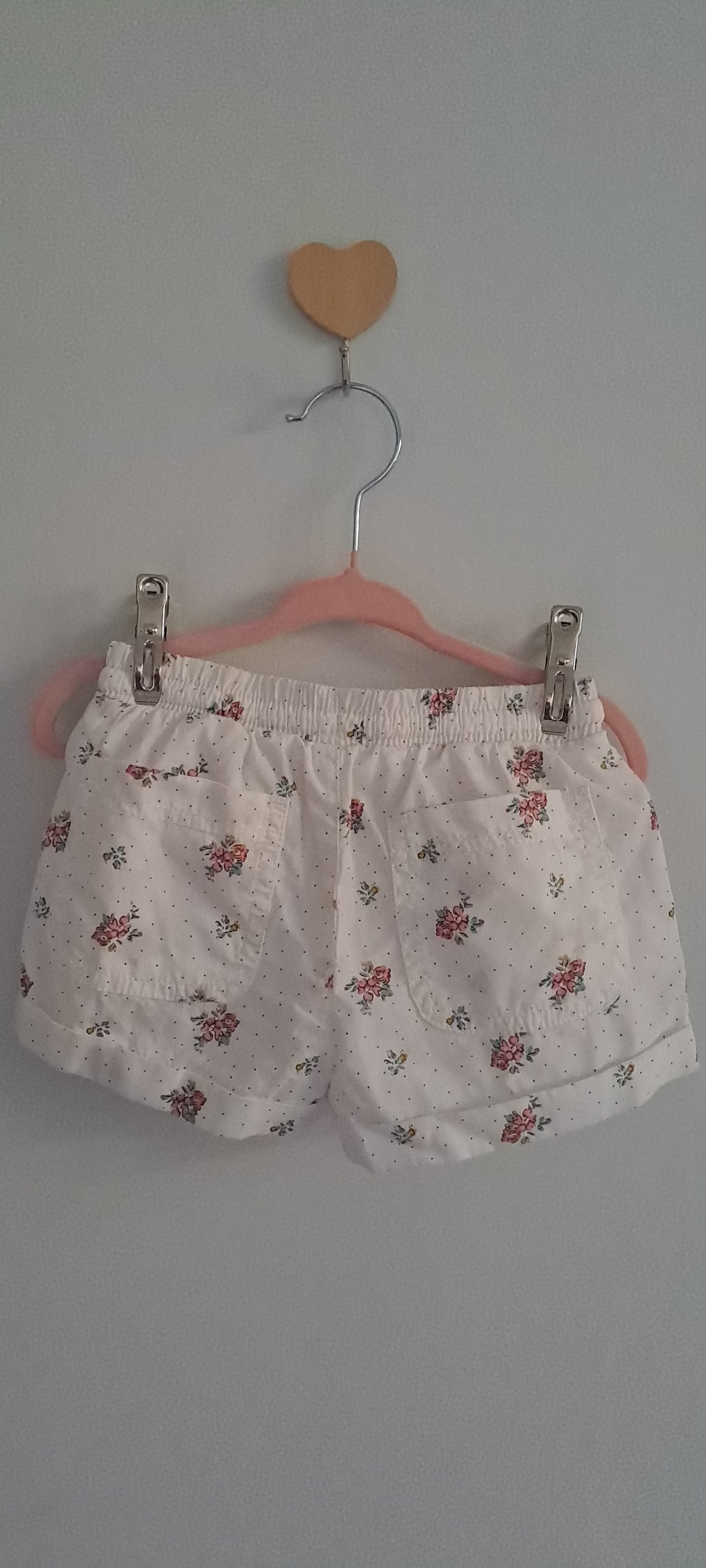 Real Kids Girl White Floral Ditsy Print Cotton Shorts 1-2 Years