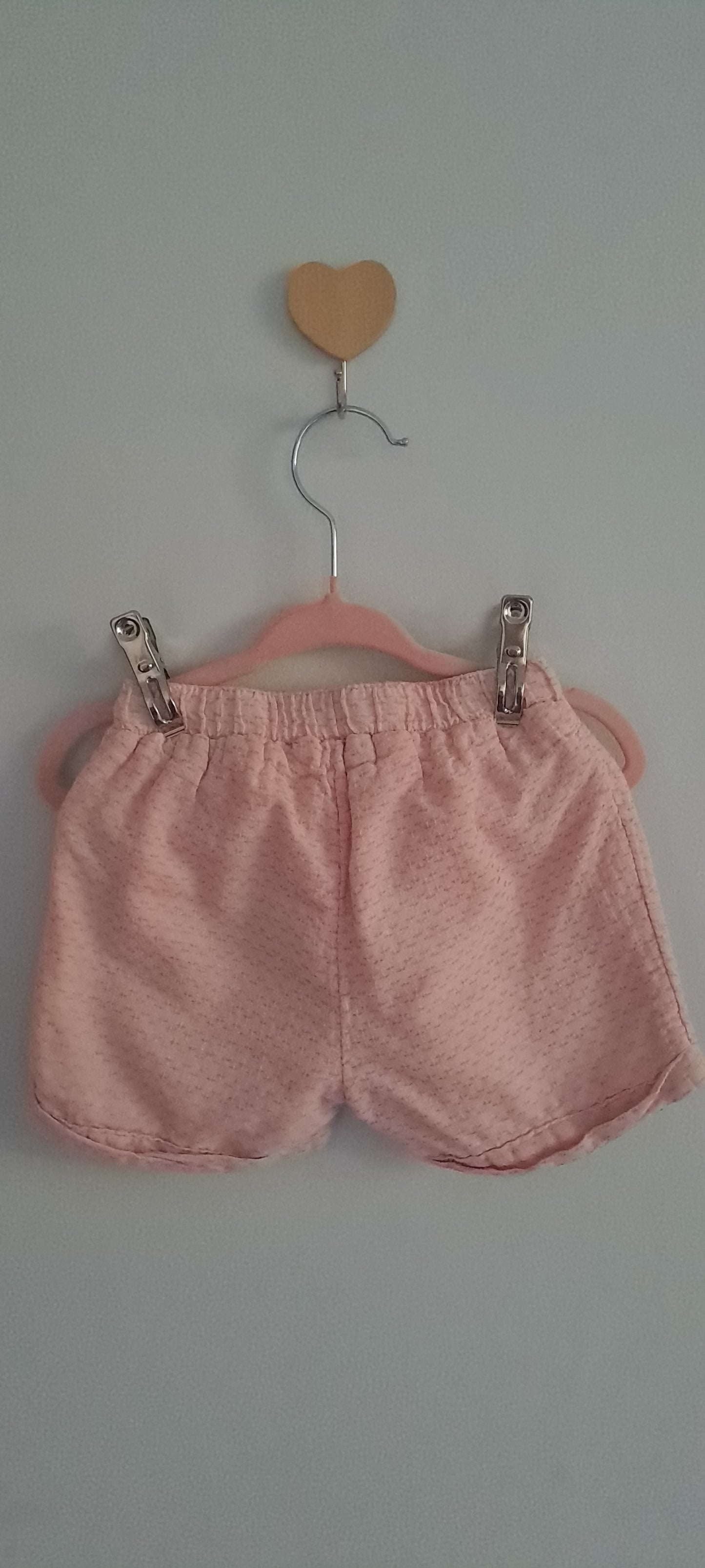 H&M Baby Girl Pastel Pink Textured Pointelle Shorts 9-12 Months