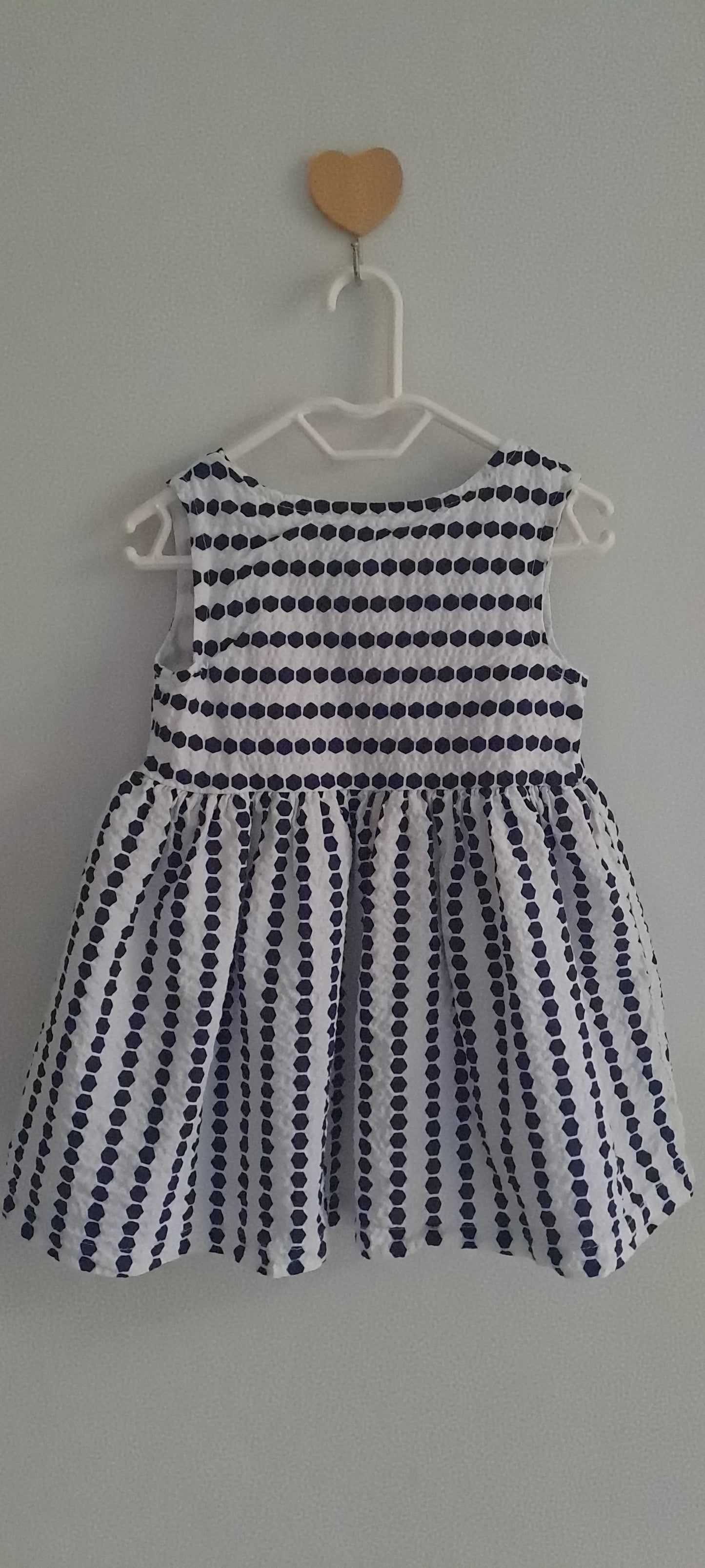 Ackermans Navy & White Geometric Seersucker Dress 6-12 Months