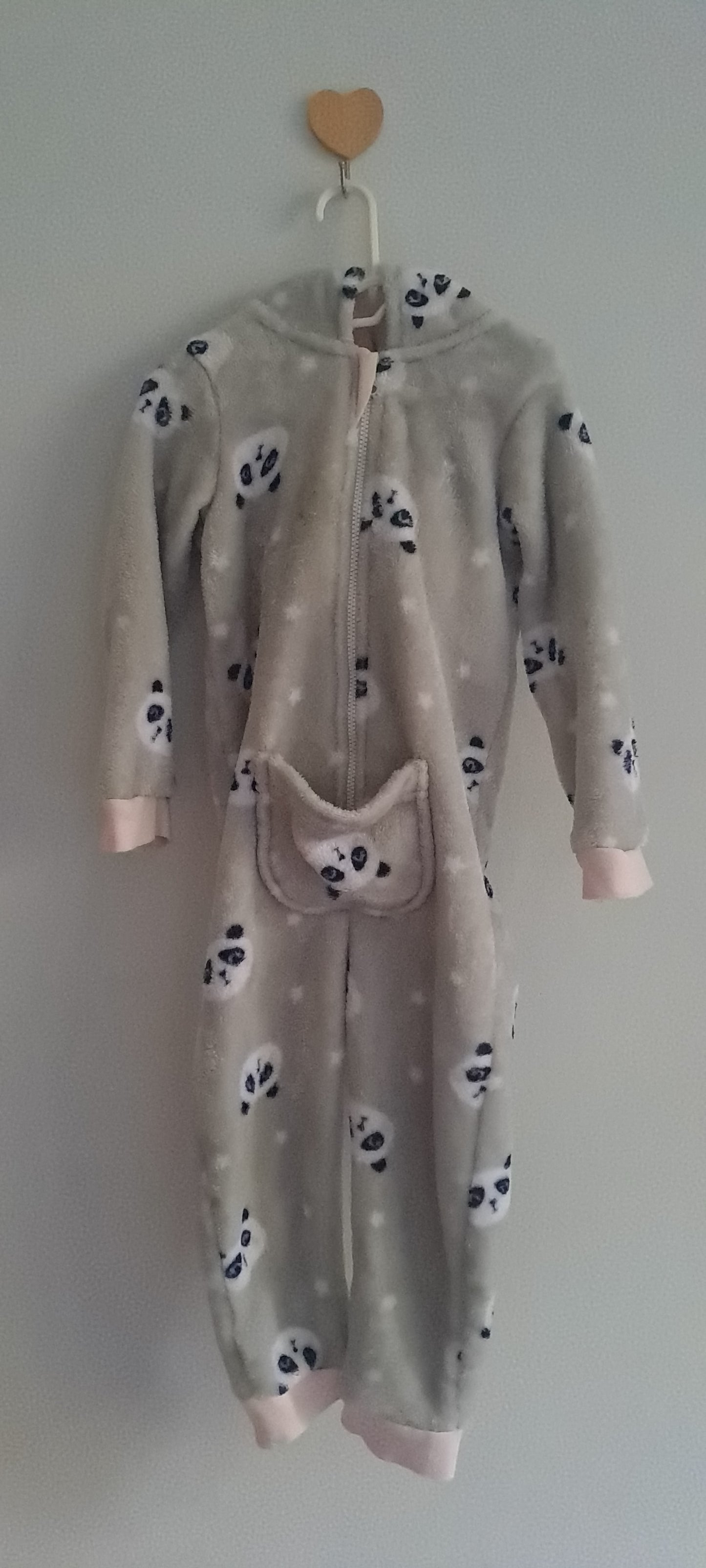 Woolworths Grey Plush Fleece Panda Hooded Onesie 2-3 Years