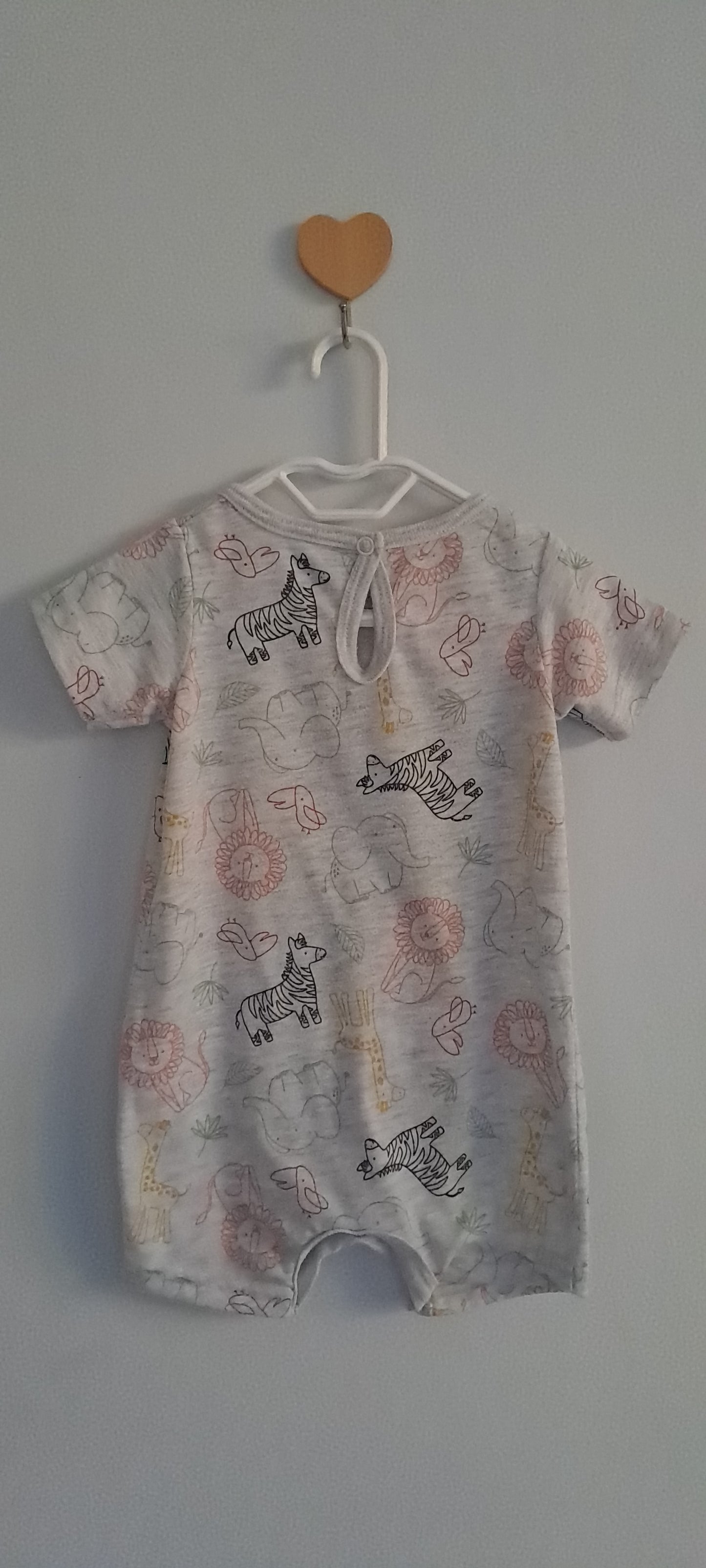 Pick n Pay Tiny Tots Grey Safari Animal Short-Sleeve Romper 3-6 Months