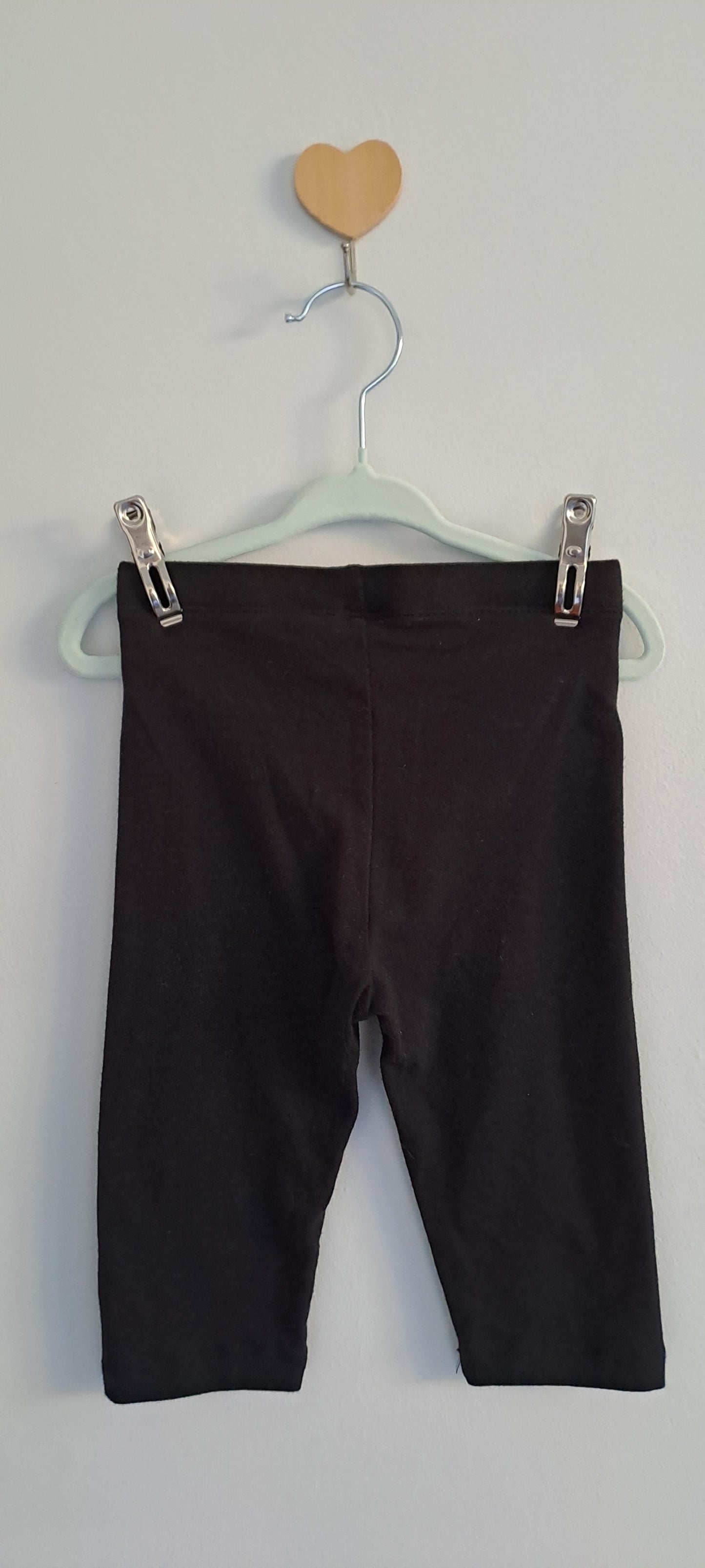Real Kids Plain Black Cotton Leggings 2-3 Years