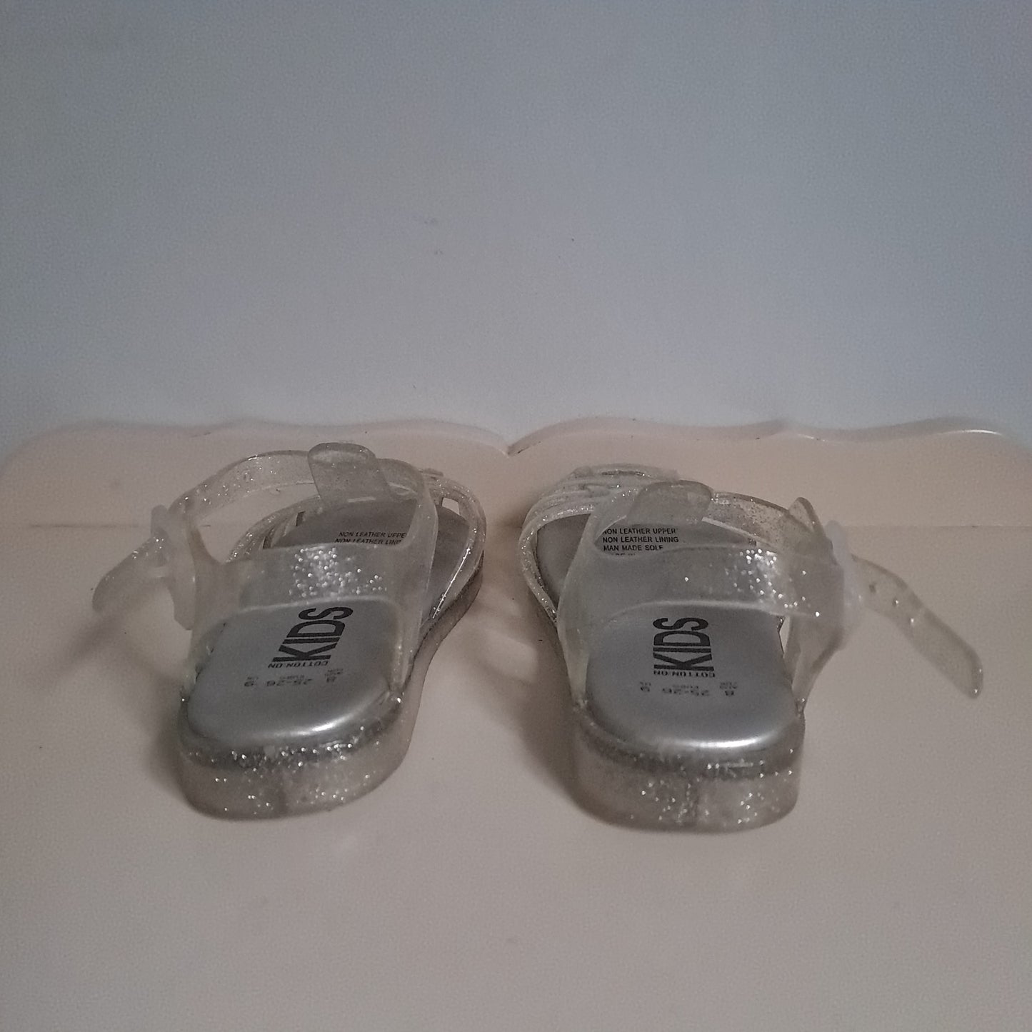 Cotton On Kids Silver Glitter Fisherman Jelly Sandals UK/SA 8 (EU 25)