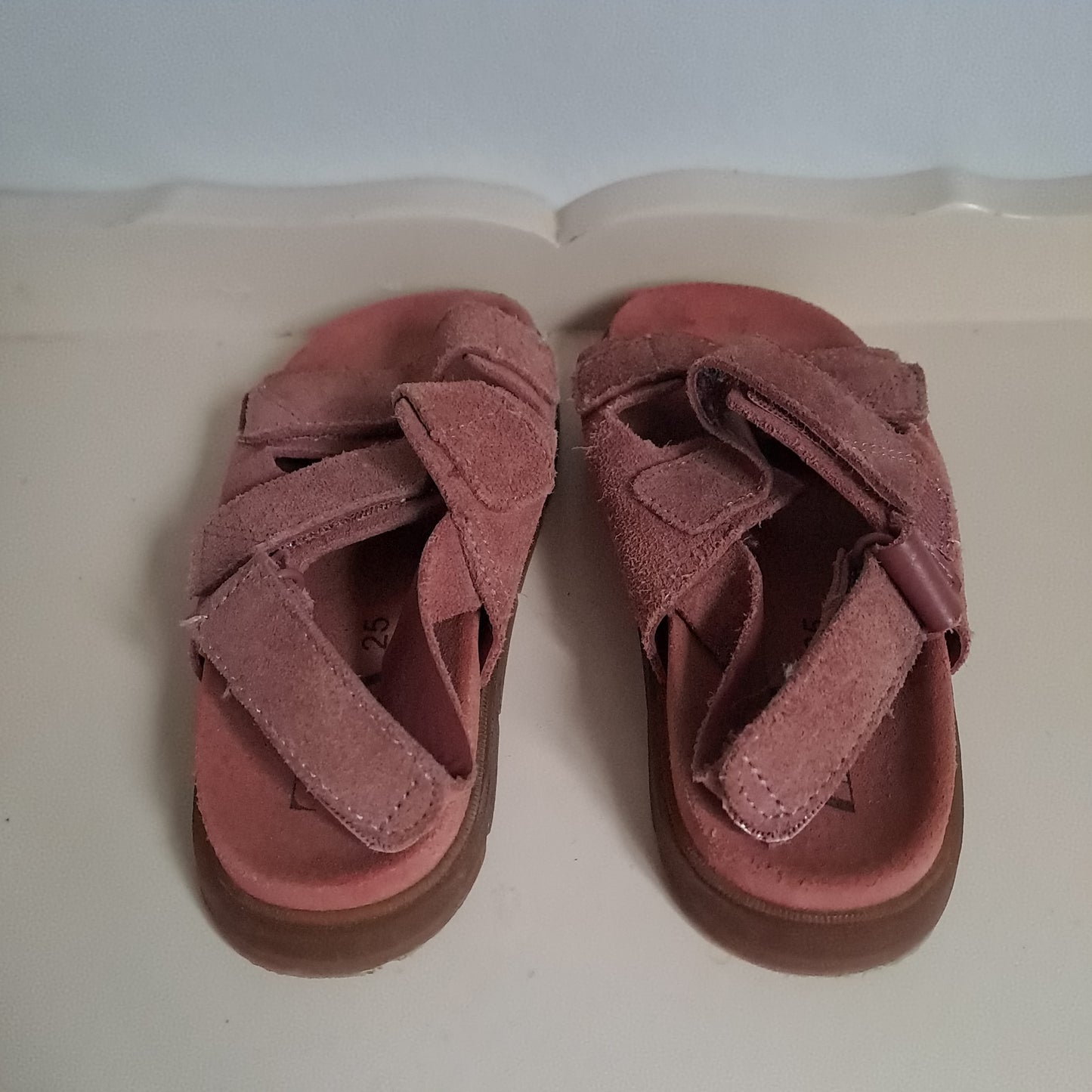 Zara Kids Mauve Pink Genuine Suede Double-Strap Sandals UK/SA 8 (EU 25)