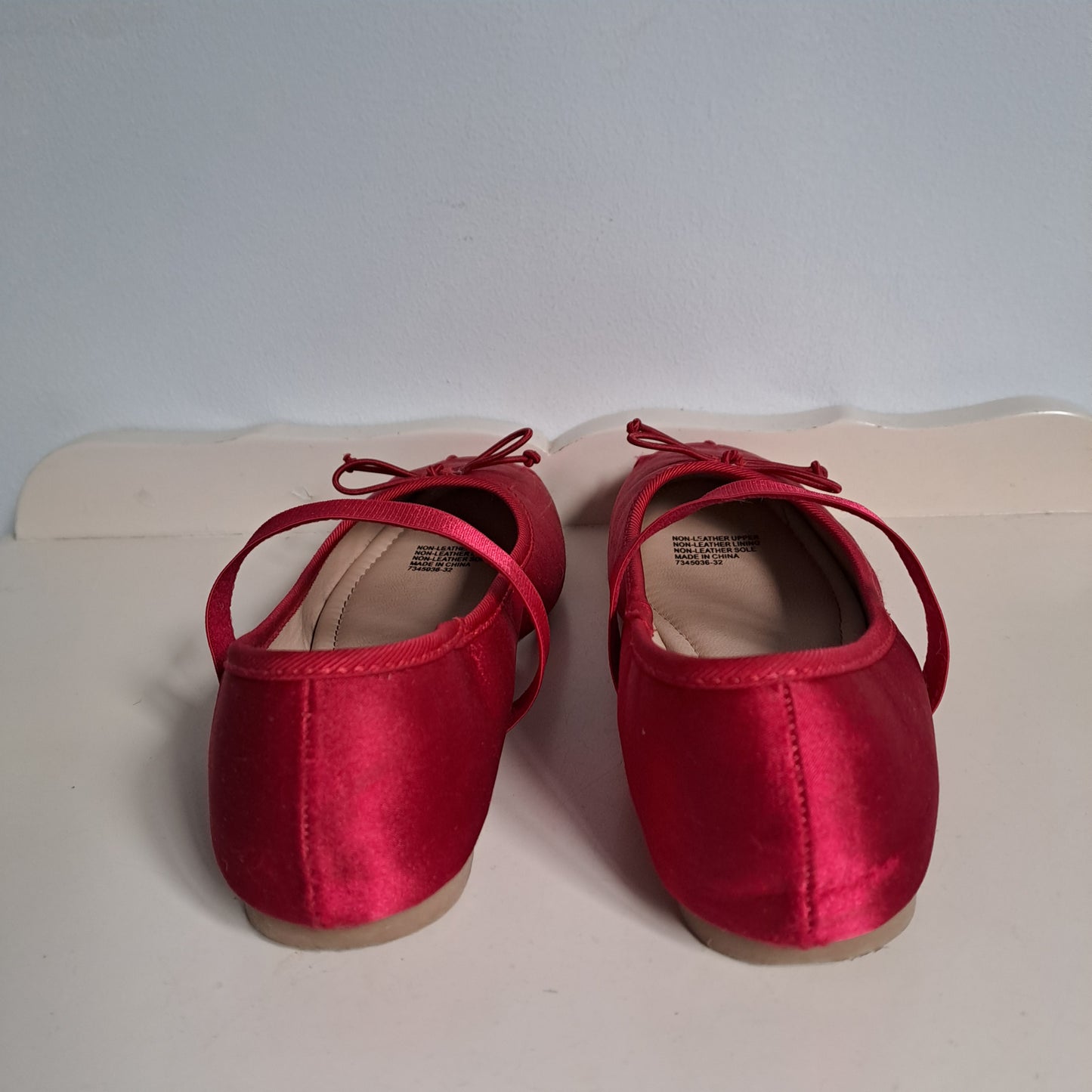 Cotton On Kids Deep Red Satin Olivia Ballet Mary Jane Flats UK/SA 13 (EU 32)
