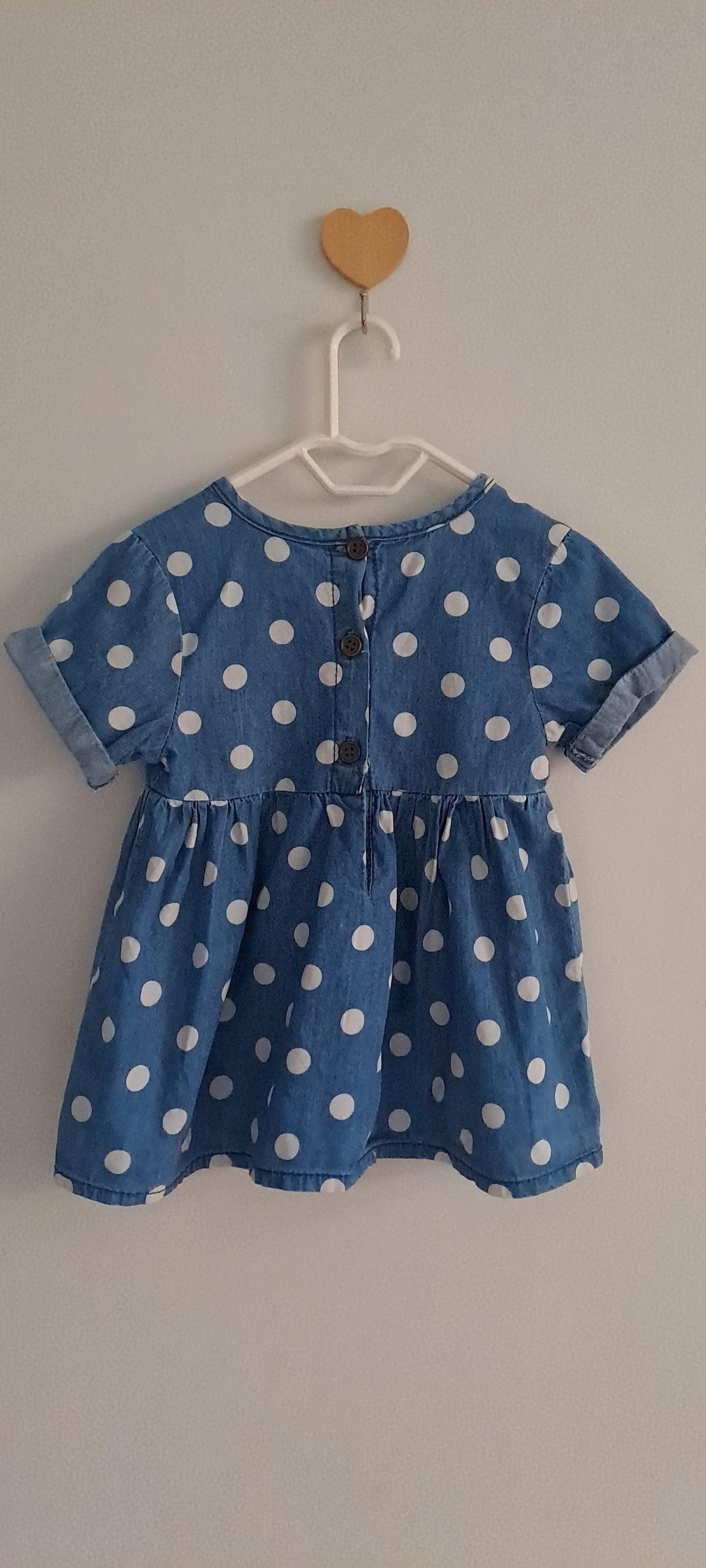 Ackermans Baby Polka Dot Denim Babydoll Dress 6-12 Months